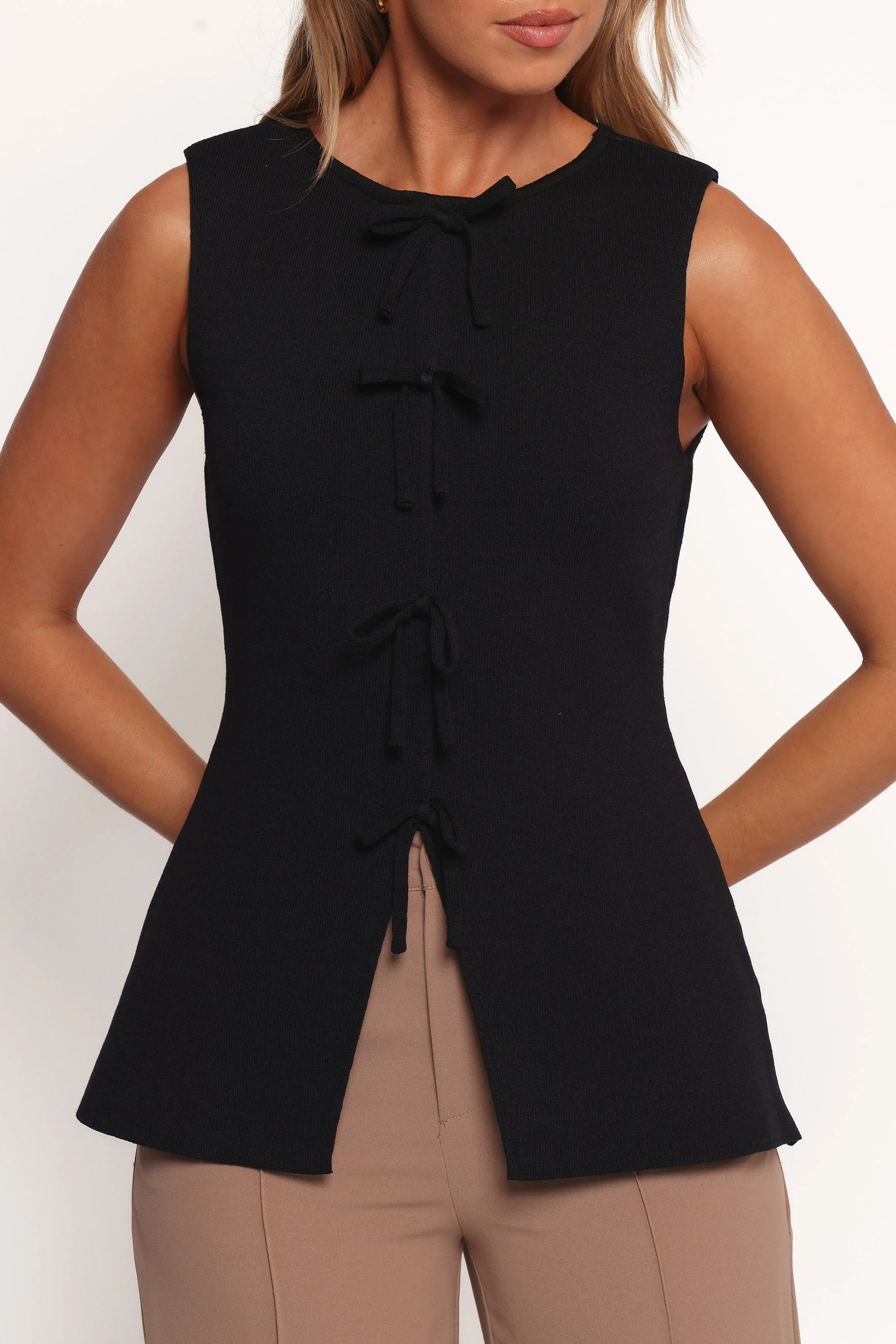 Milani Bow Knitted Top - Black - Image 2