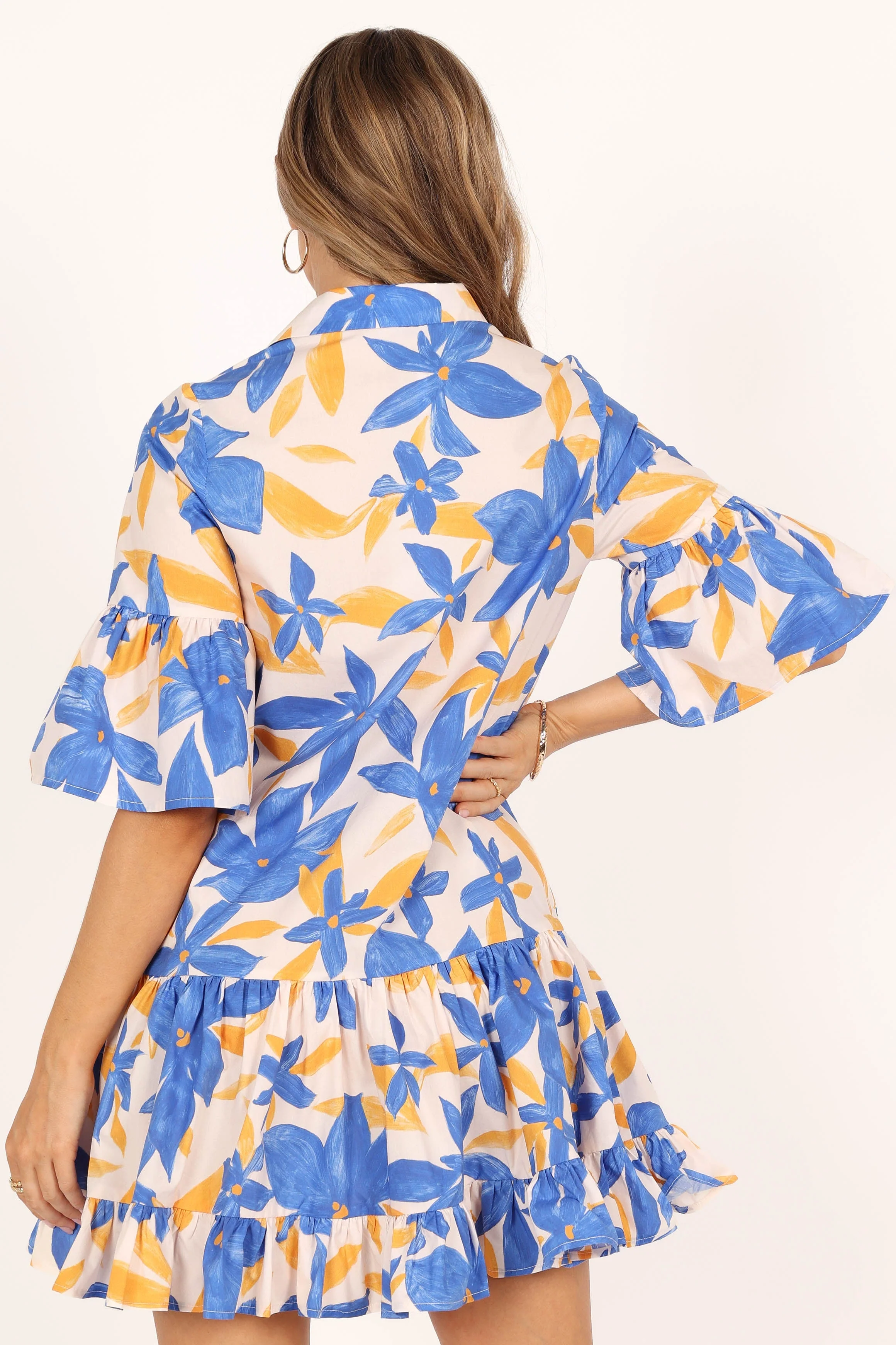 Minnerva Tiered Mini Dress - Blue/Yellow - Image 5