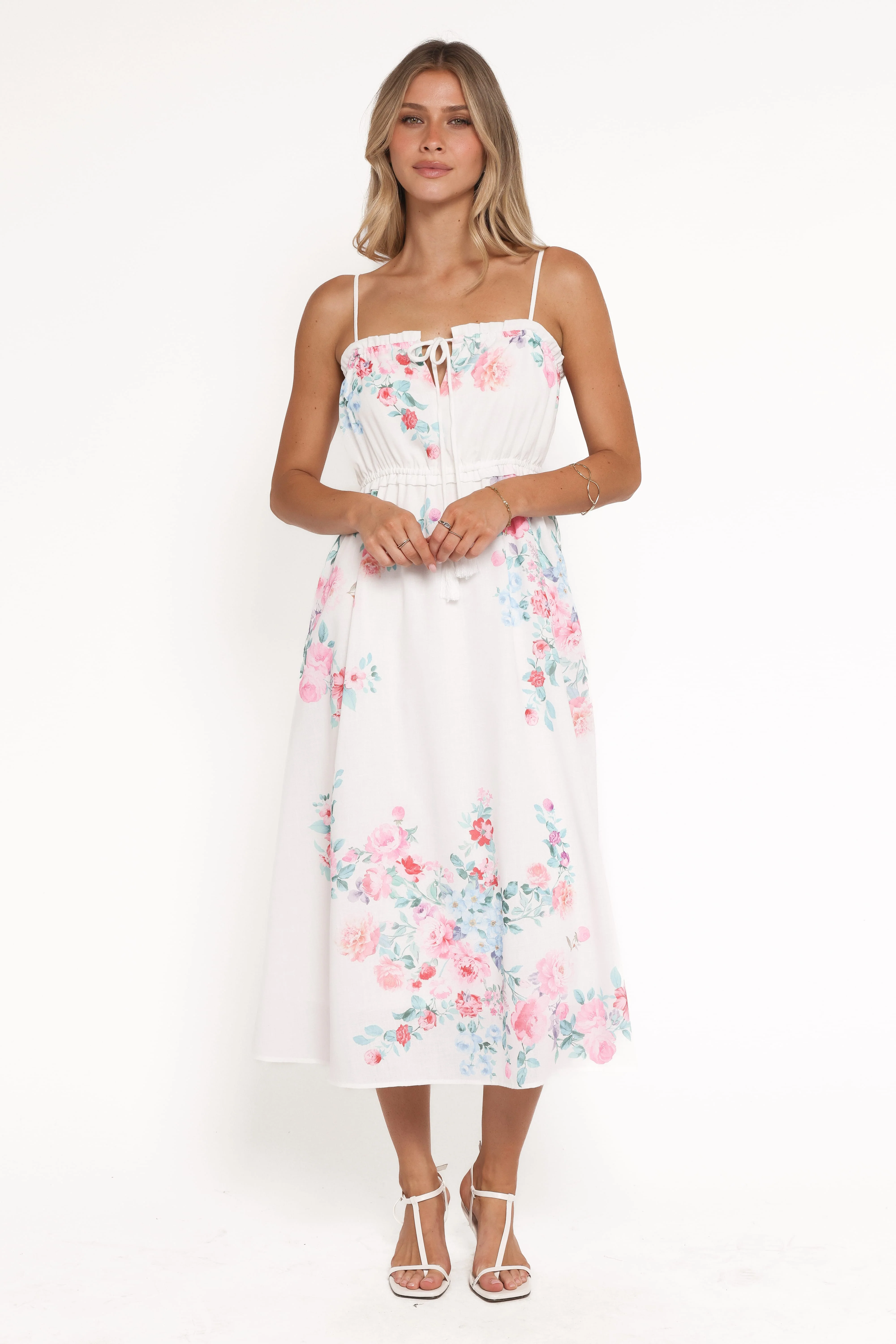 Mireya Midi Dress - White Floral