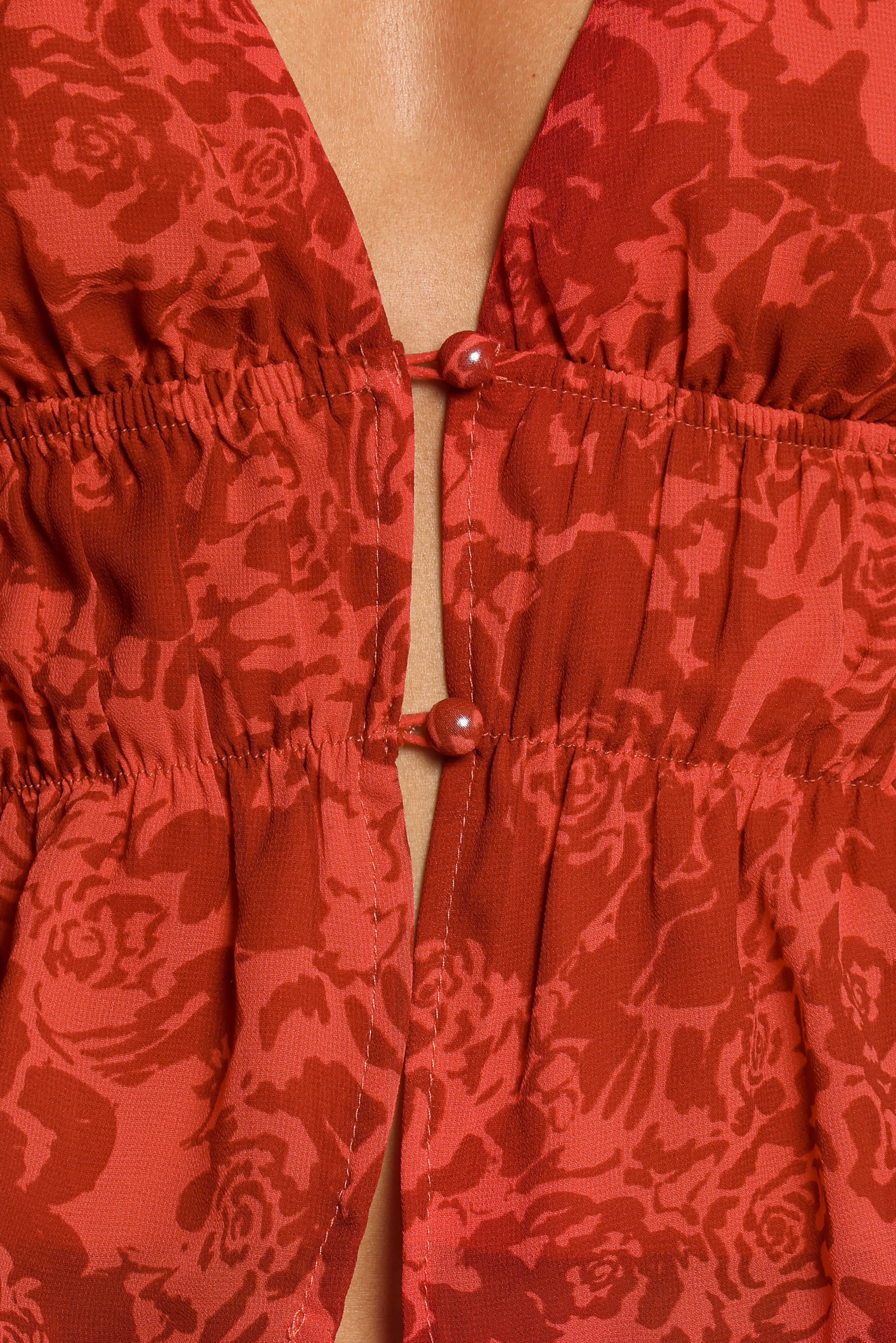 Monica Long Sleeve Top - Red Roses - Image 7