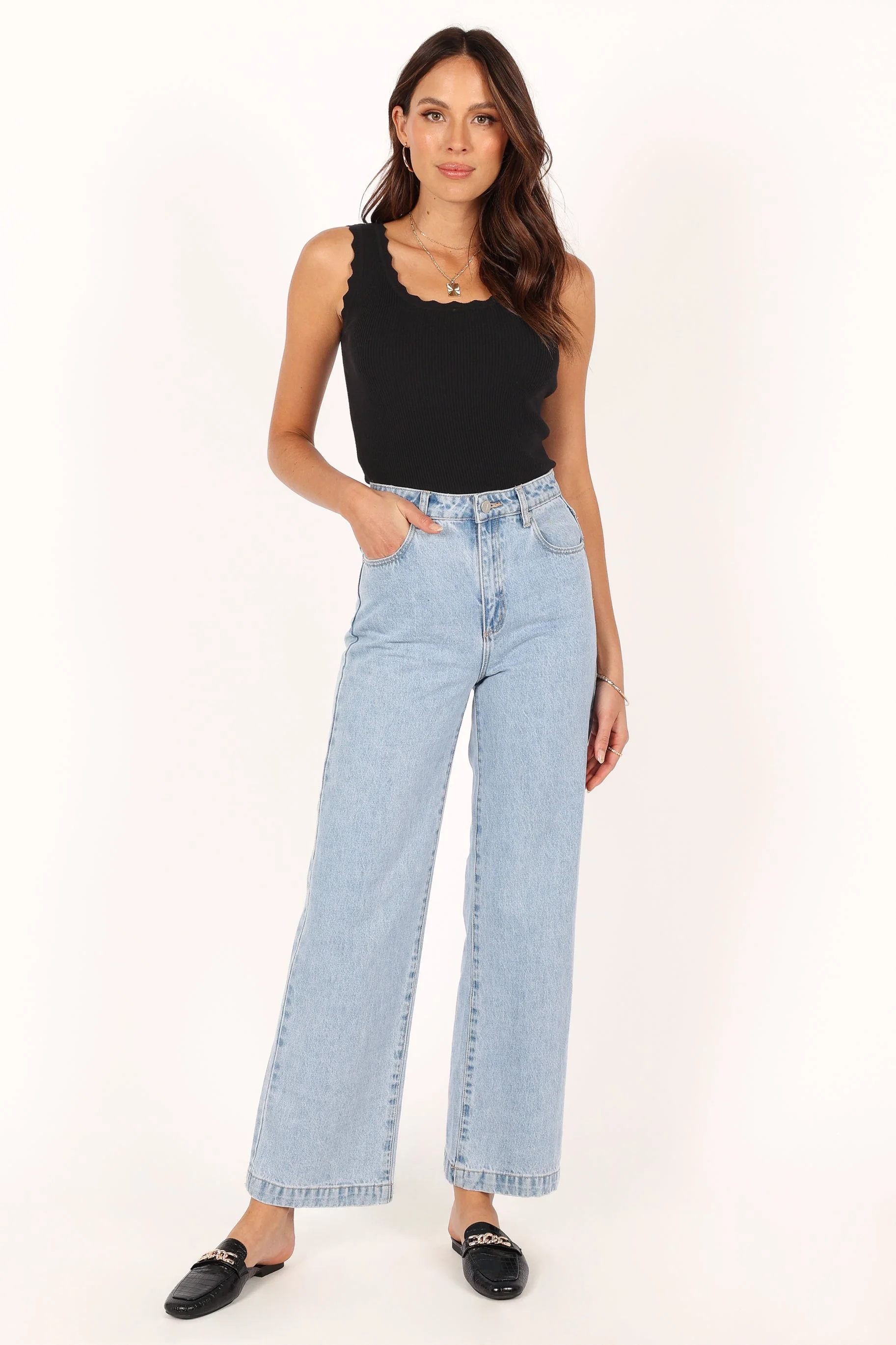 Monique Ribbed Tank Top - Black - Image 3