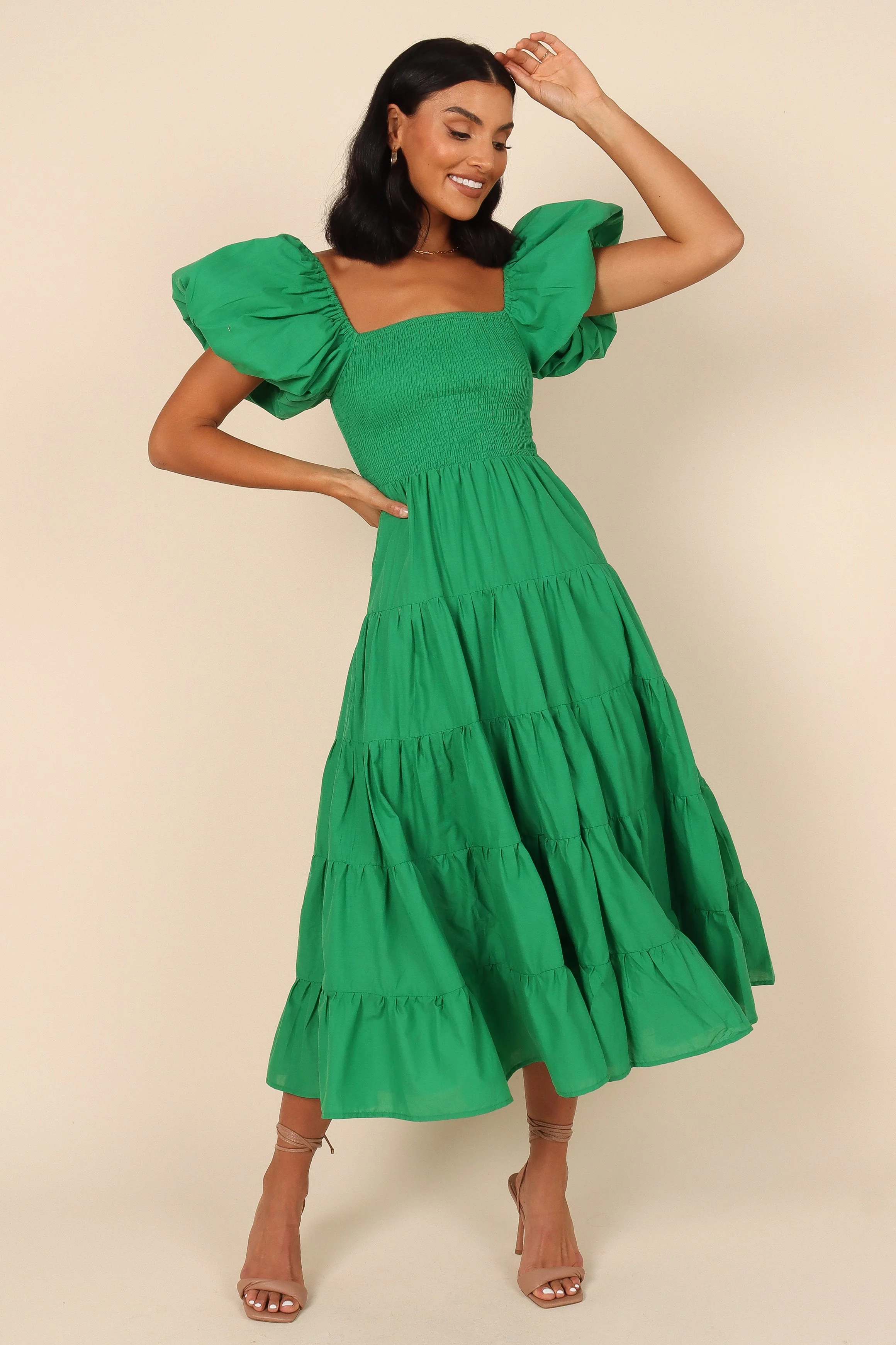 Morgan Tiered Dress - Green - Image 7