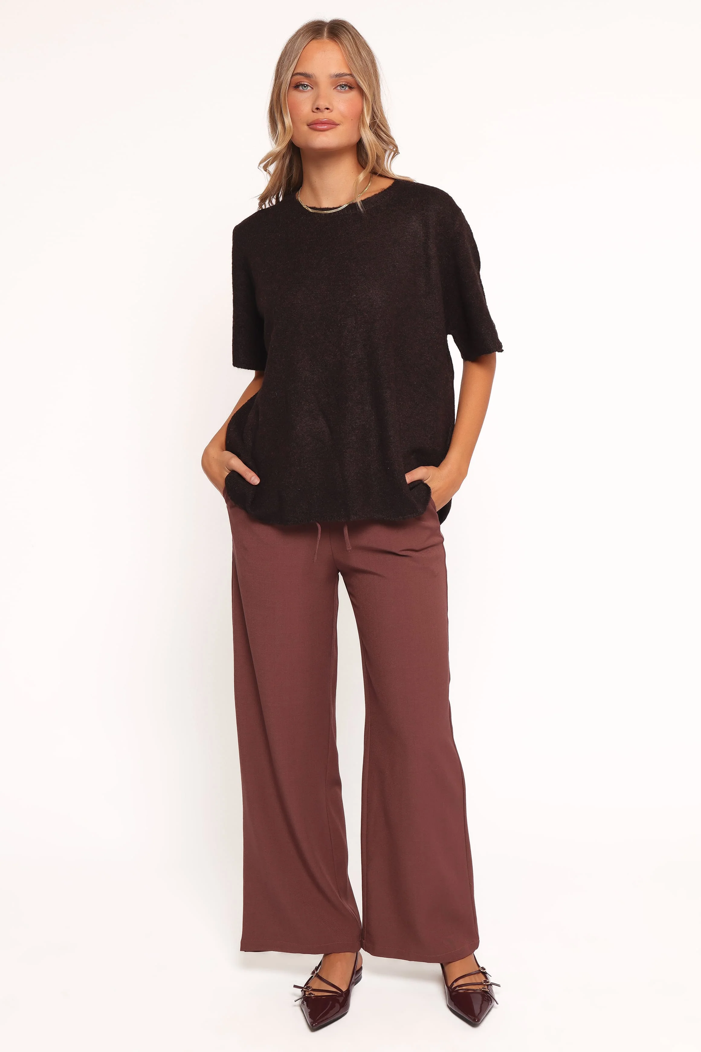 Morris Short Sleeve Oversized Sweater Tee - Dark Chocolate - Image 5