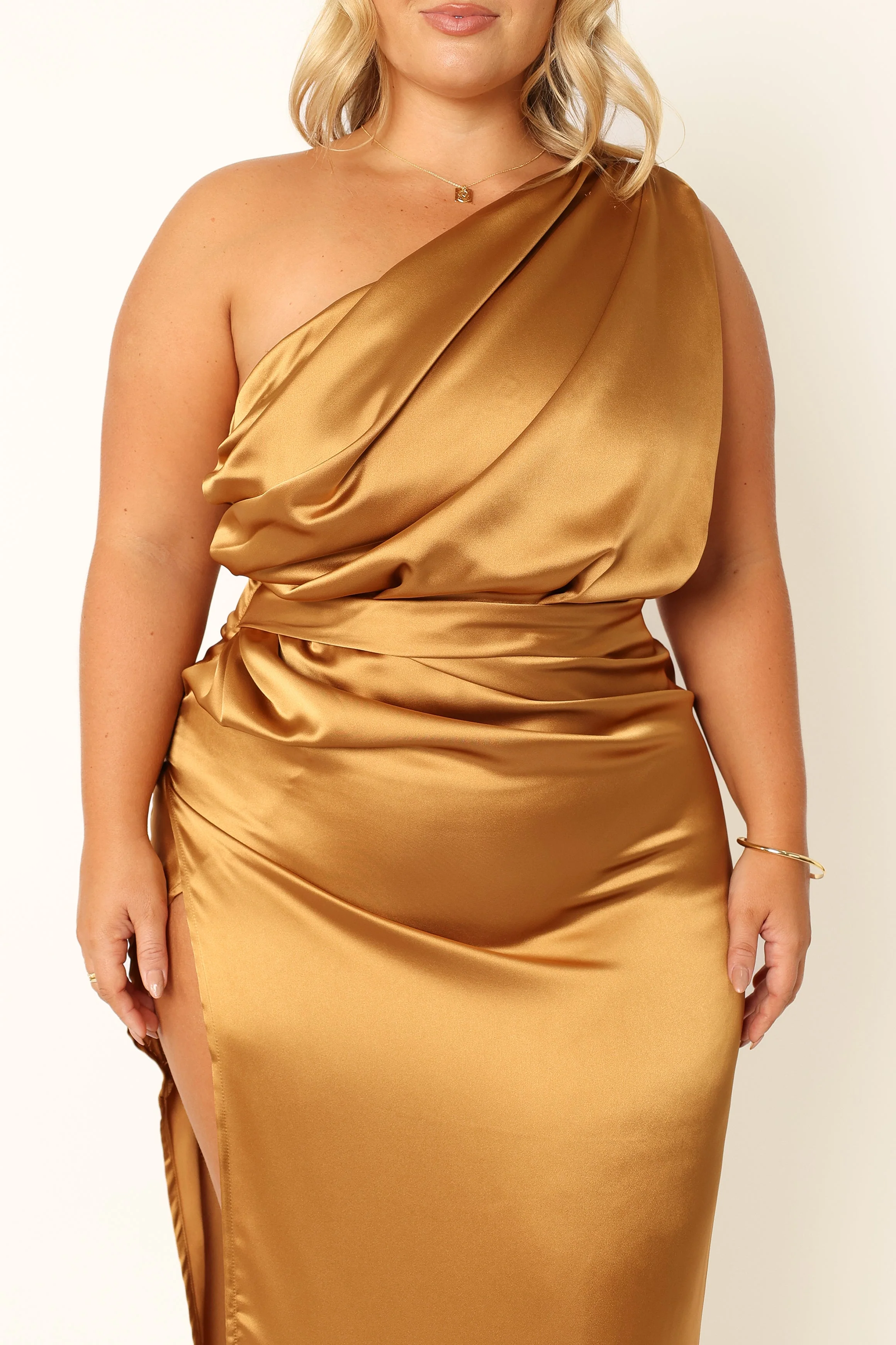 Nadia One Shoulder Maxi Dress - Bronze - Image 5