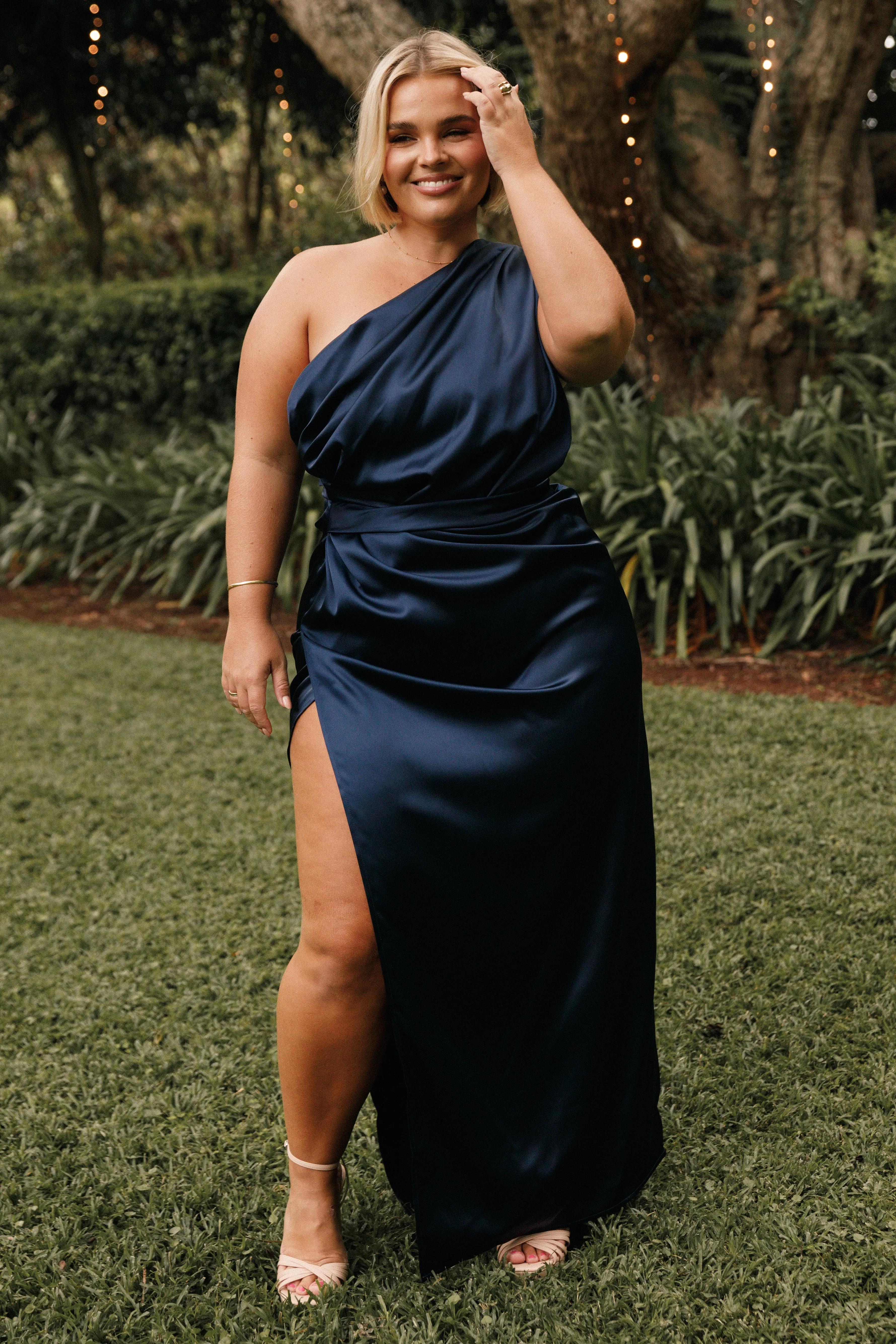 Nadia One Shoulder Maxi Dress - Navy - Image 8