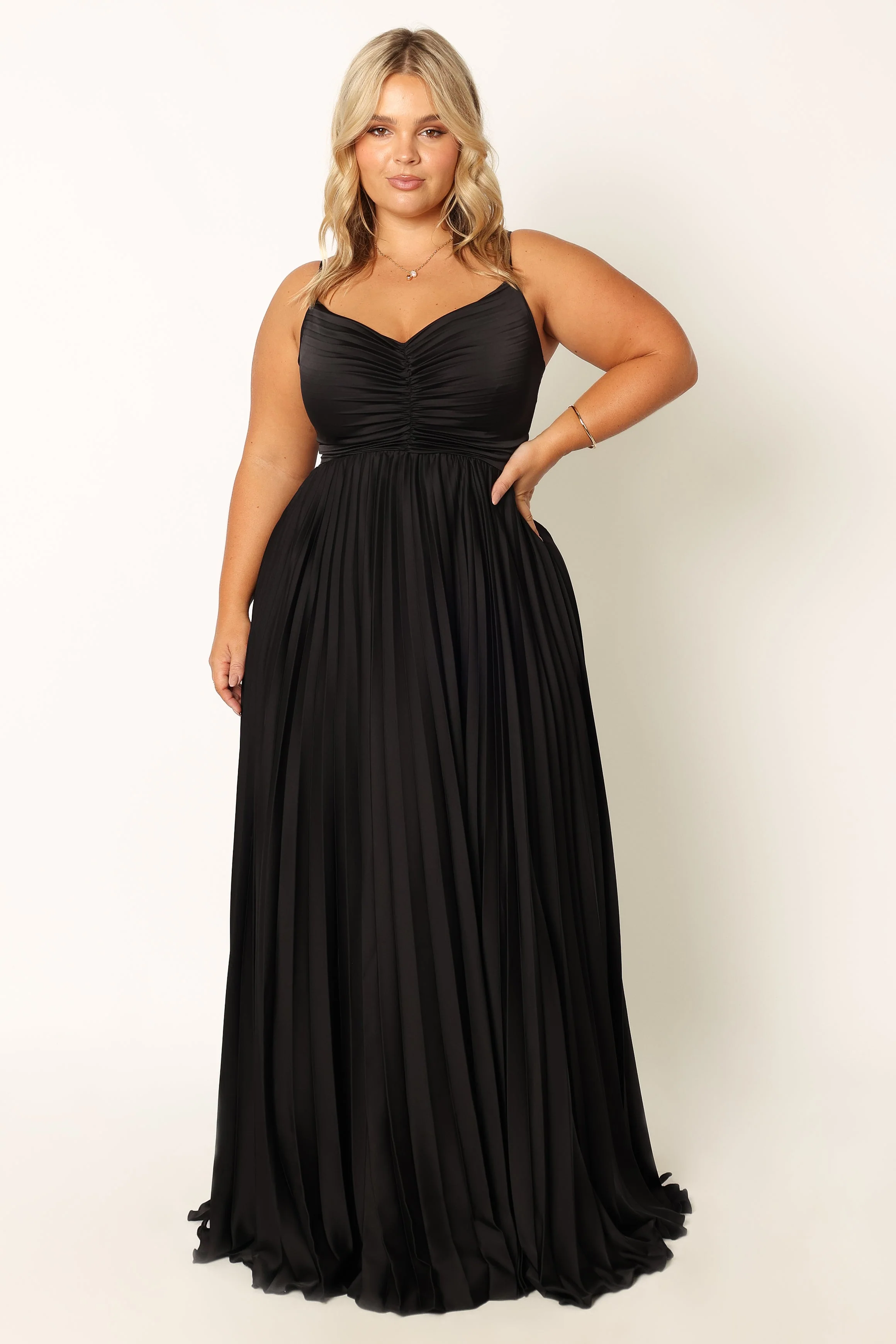 Naira Pleated Maxi Dress - Black - Image 5