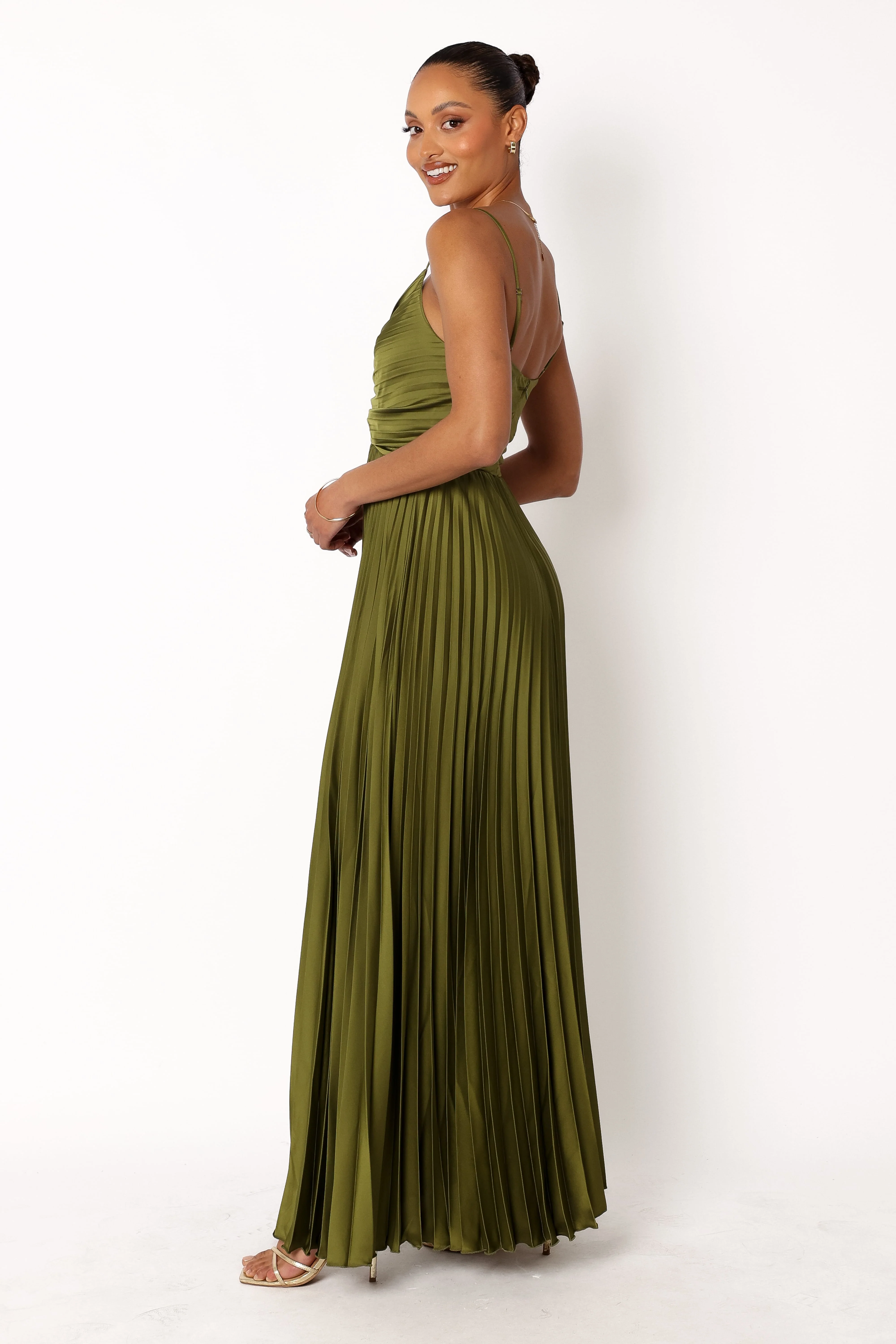 Naira Pleated Maxi Dress - Palm Green - Image 5