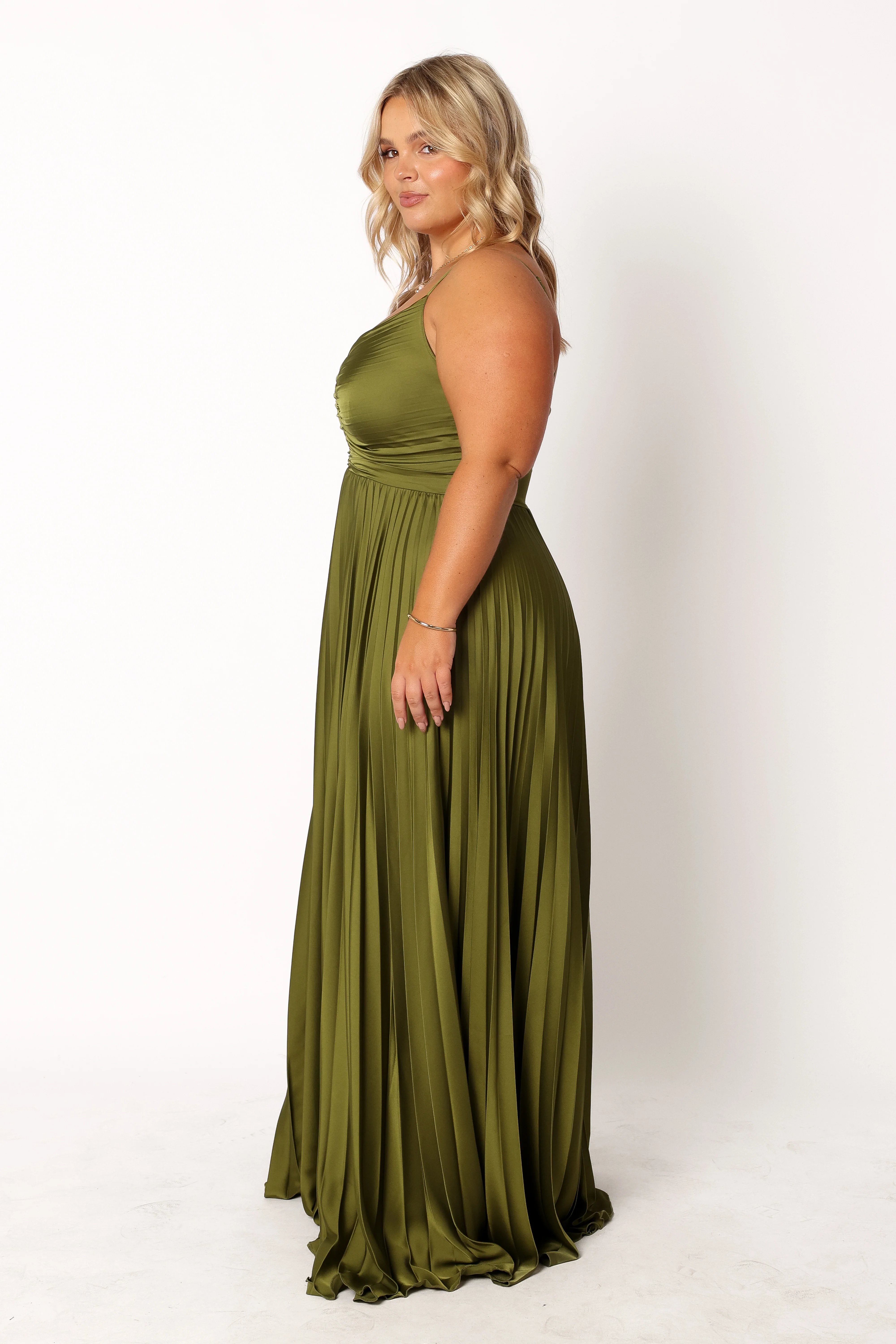 Naira Pleated Maxi Dress - Palm Green - Image 8