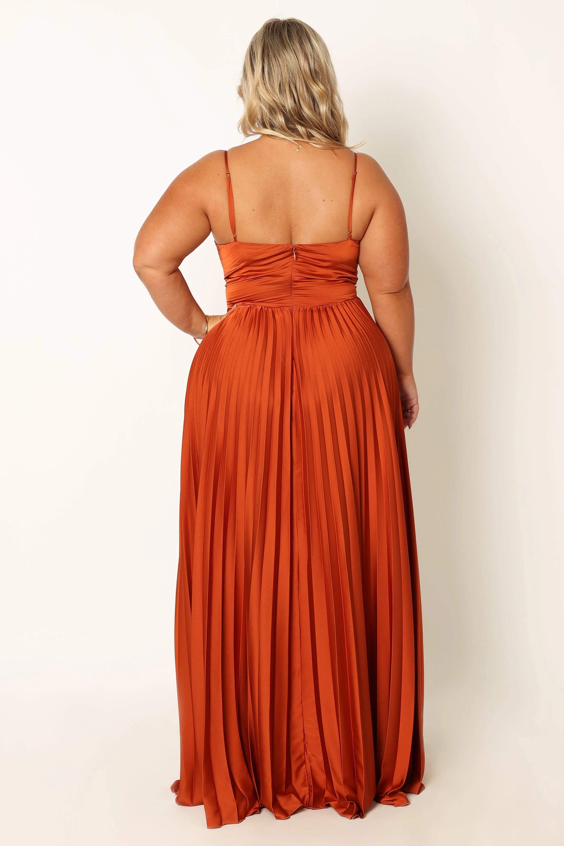 Naira Pleated Maxi Dress - Sunset Orange - Image 5