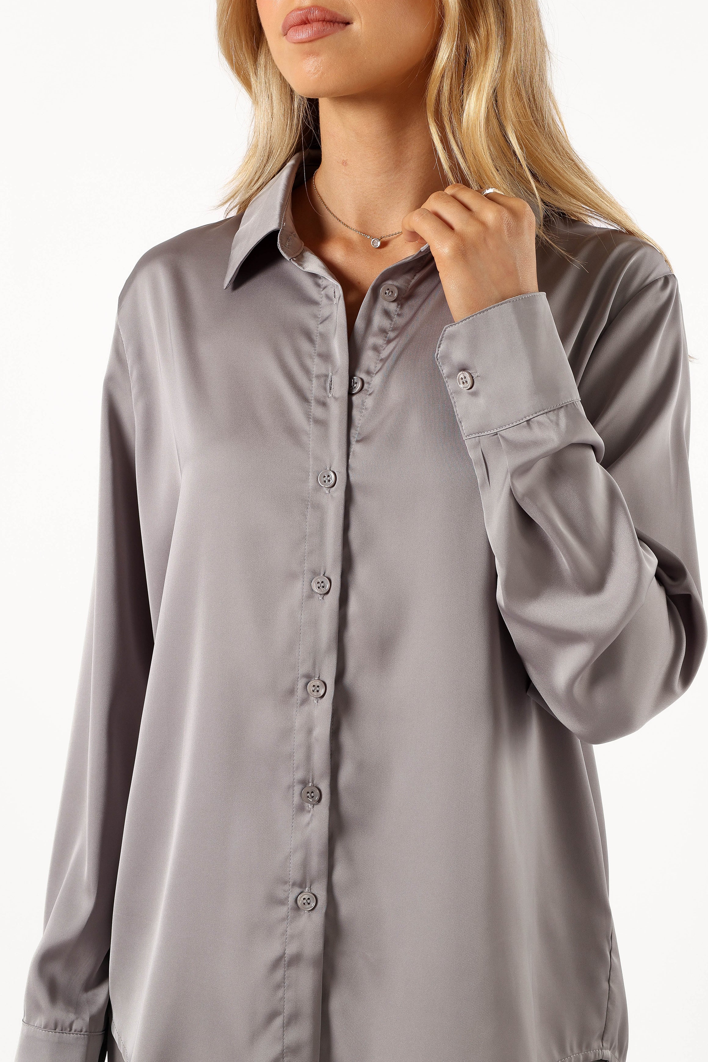 Narissa Satin Shirt - Silver - Image 10