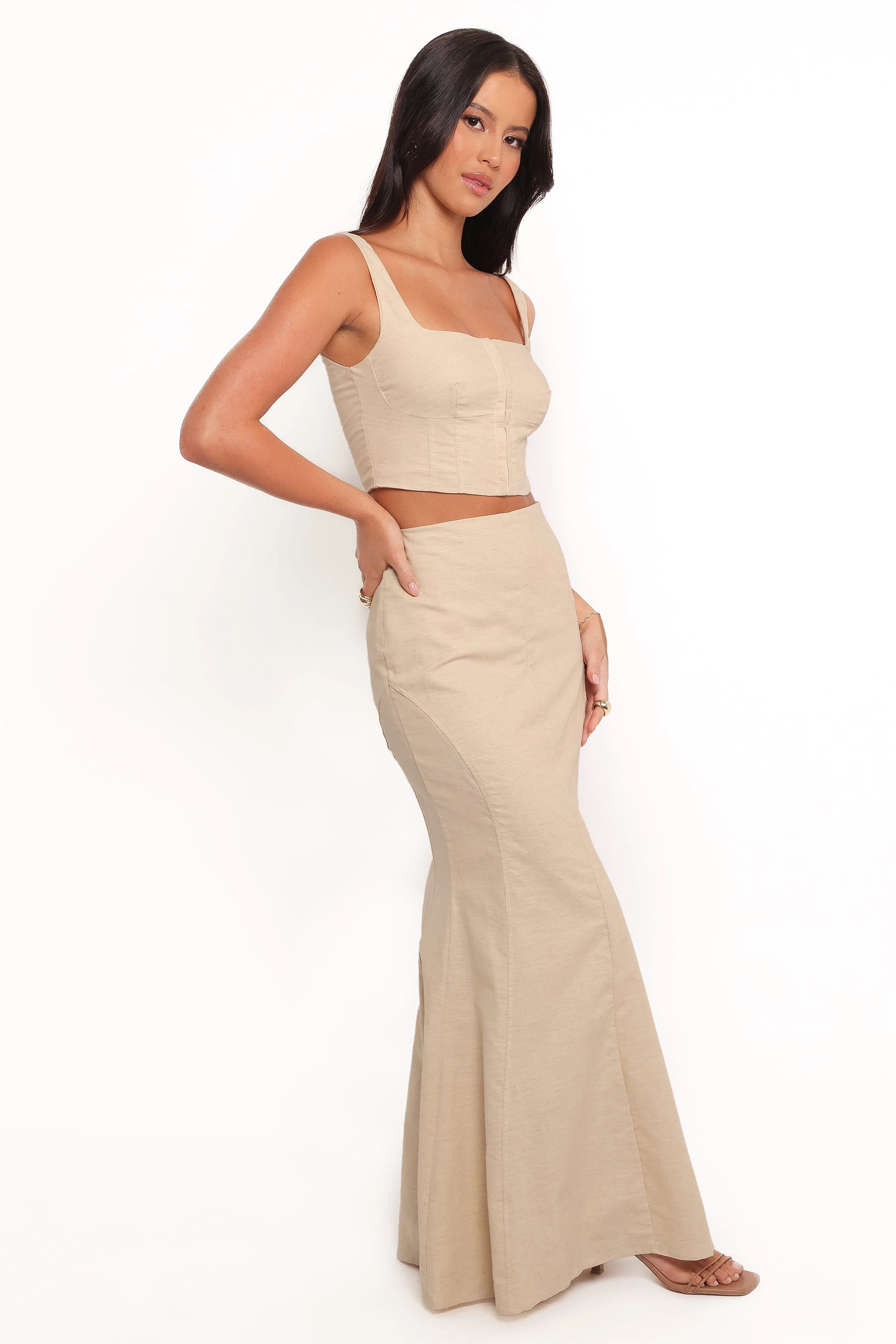 Neev Skirt Set - Beige - Image 5