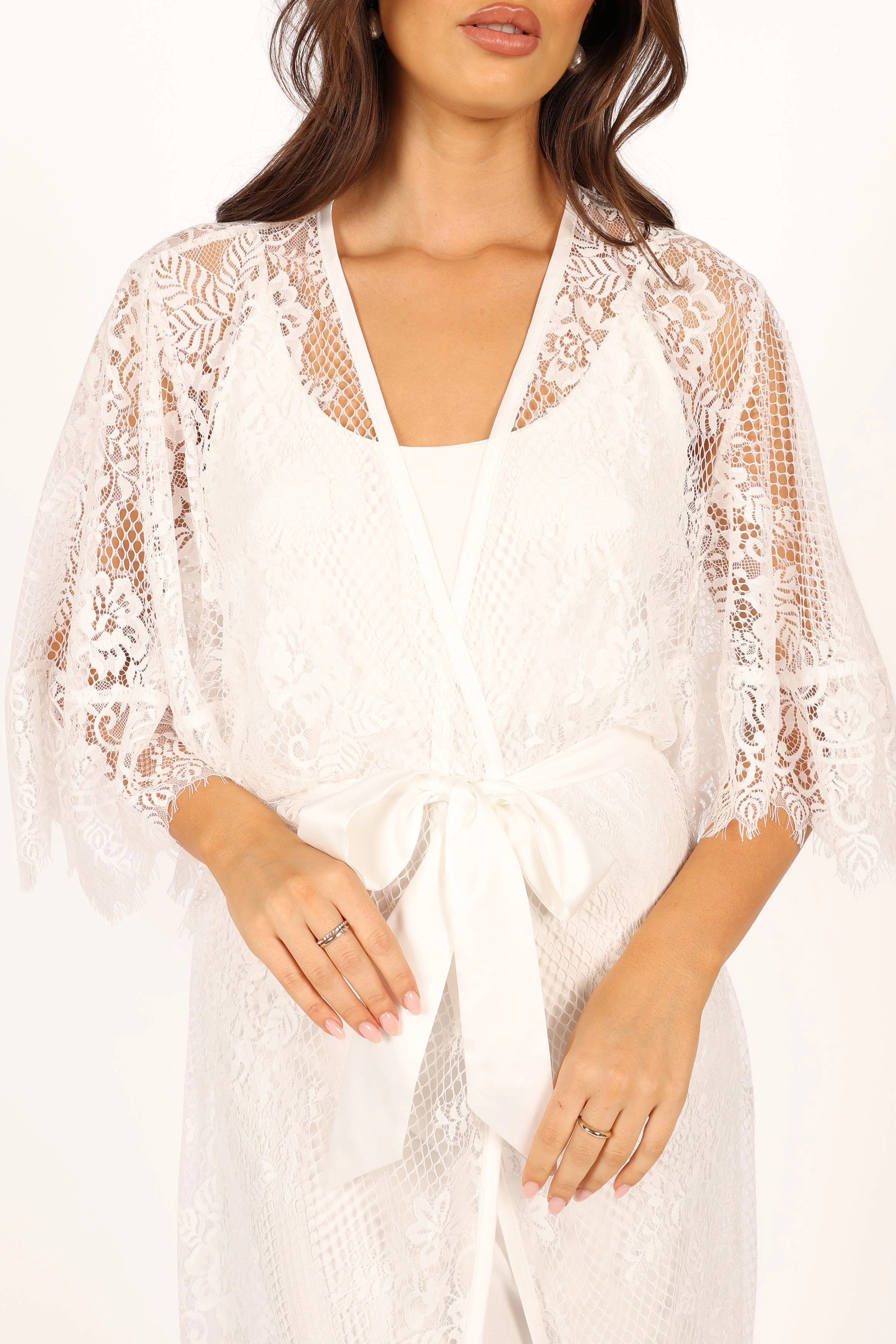 Nephele Lace Bridal Robe - Ivory - Image 7