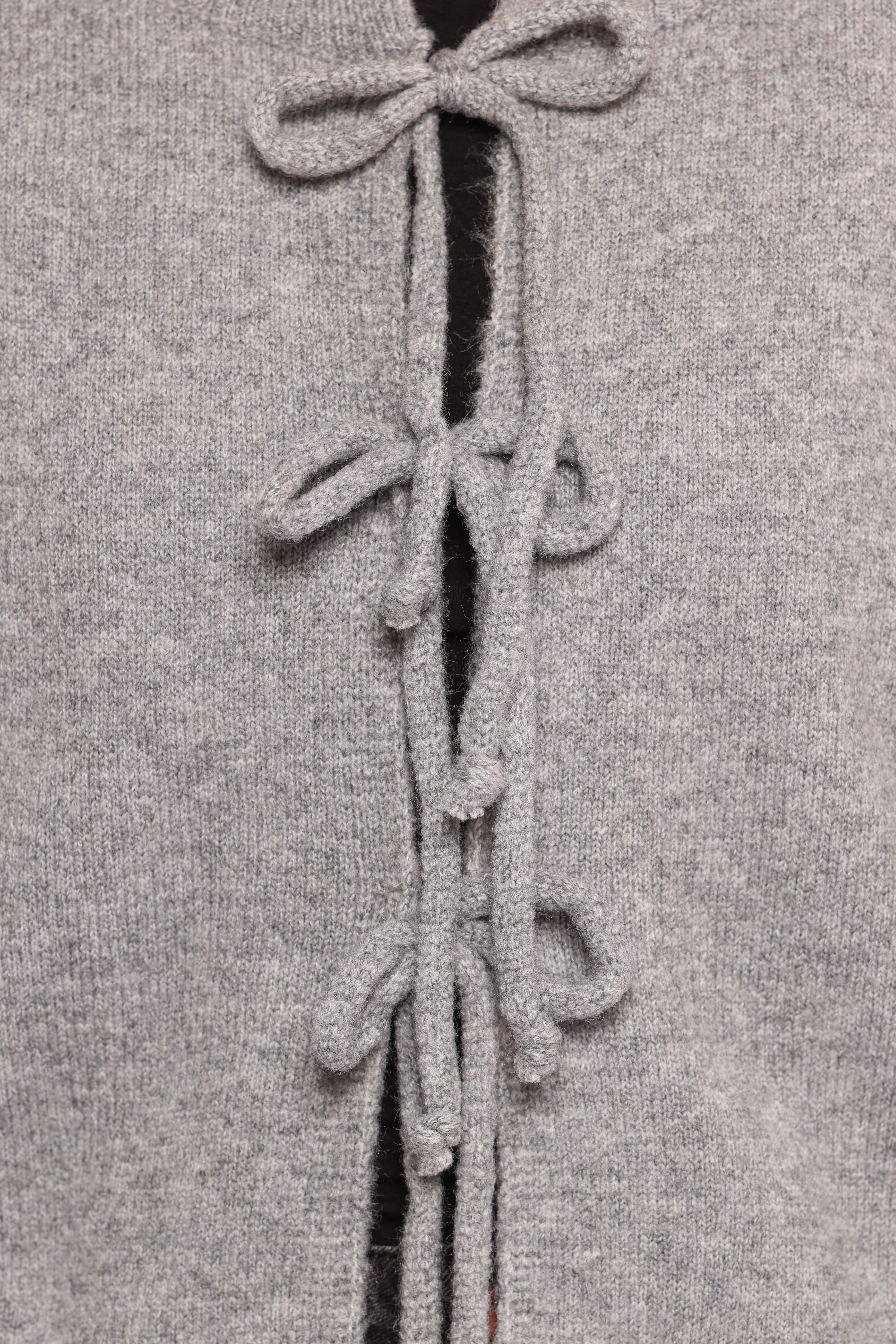 Neri Bow Tie Front Cardigan - Grey - Image 7