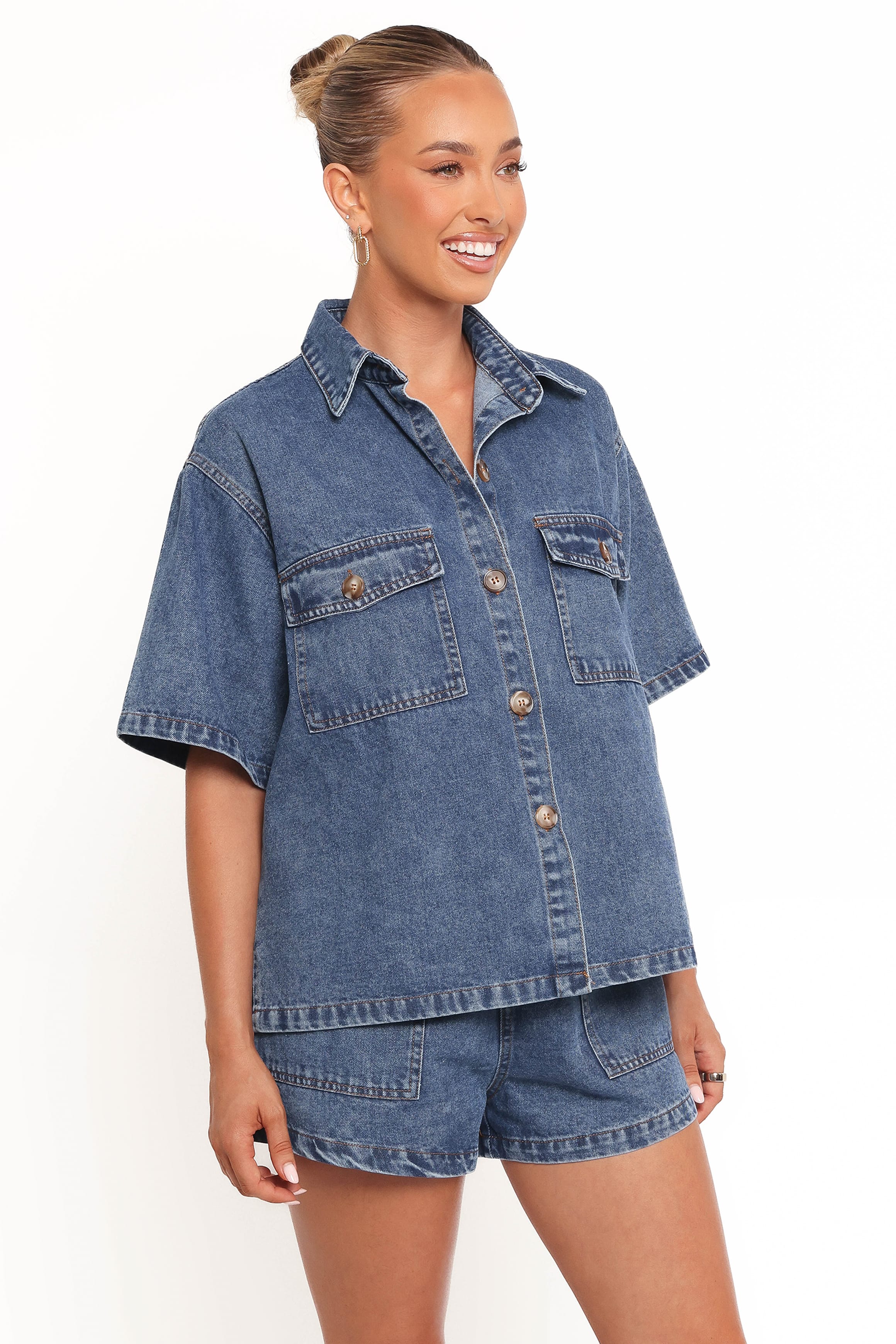 Noor Denim Short Set - Dark Blue - Image 3