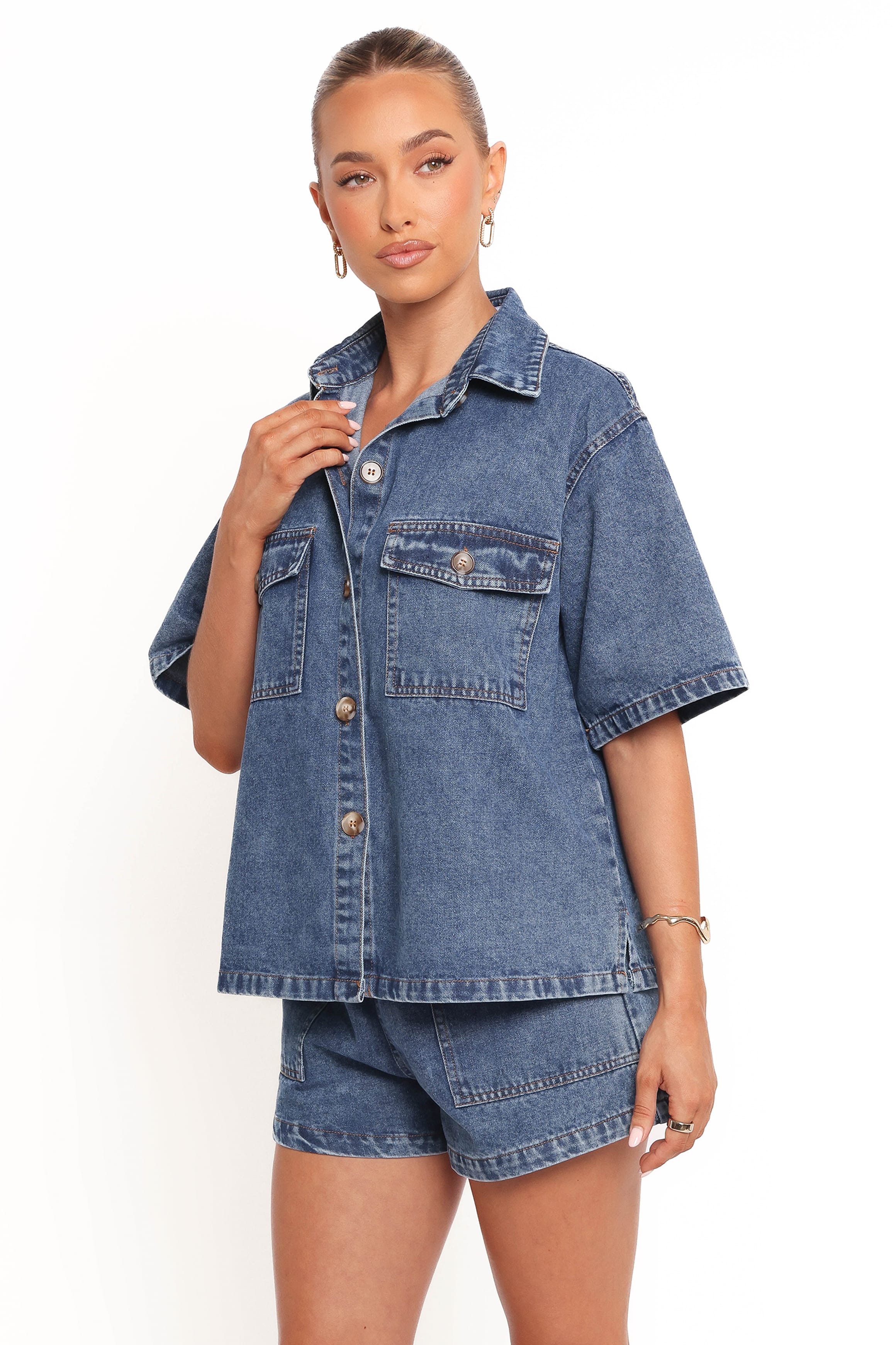 Noor Denim Short Set - Dark Blue - Image 5