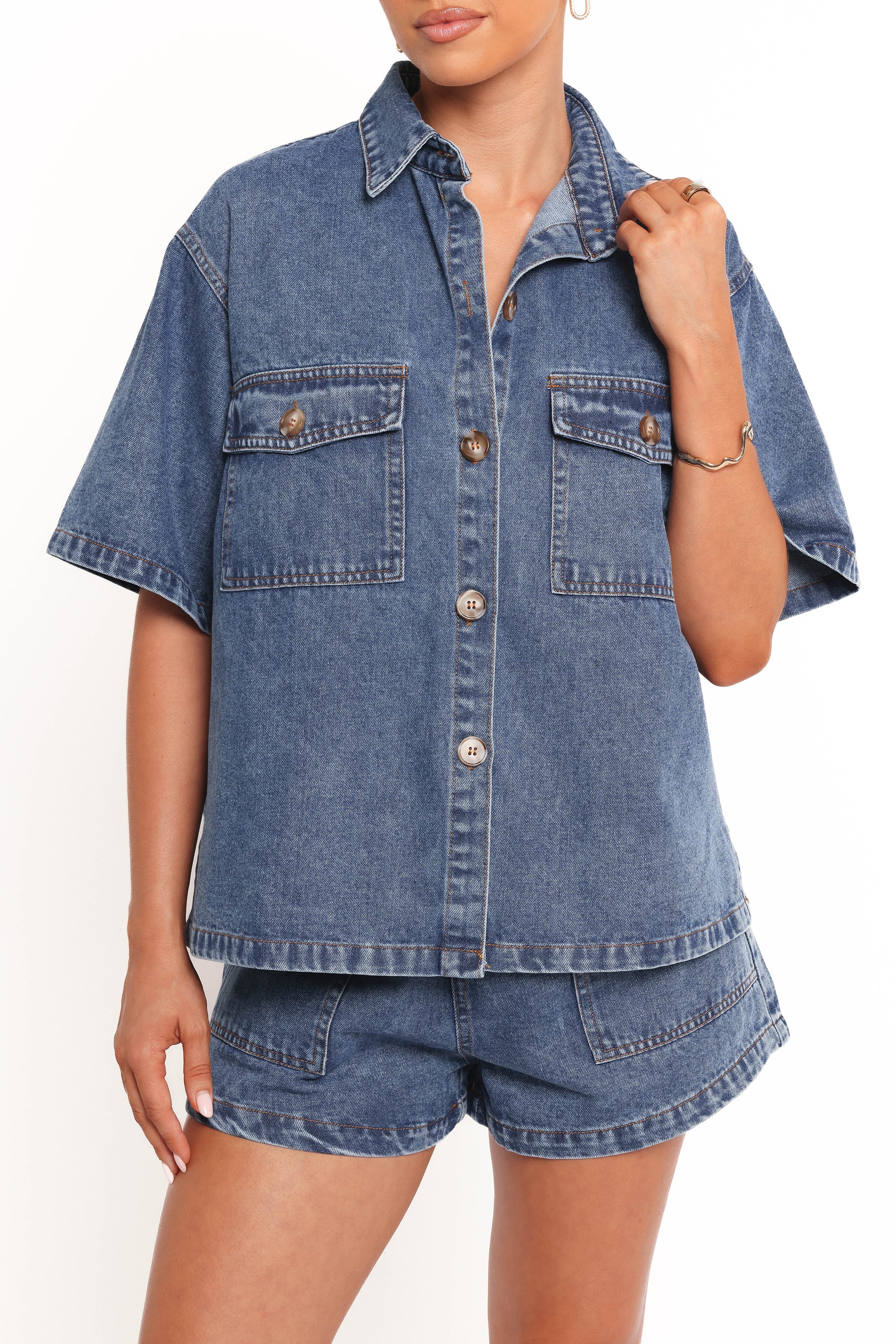 Noor Denim Short Set - Dark Blue - Image 7