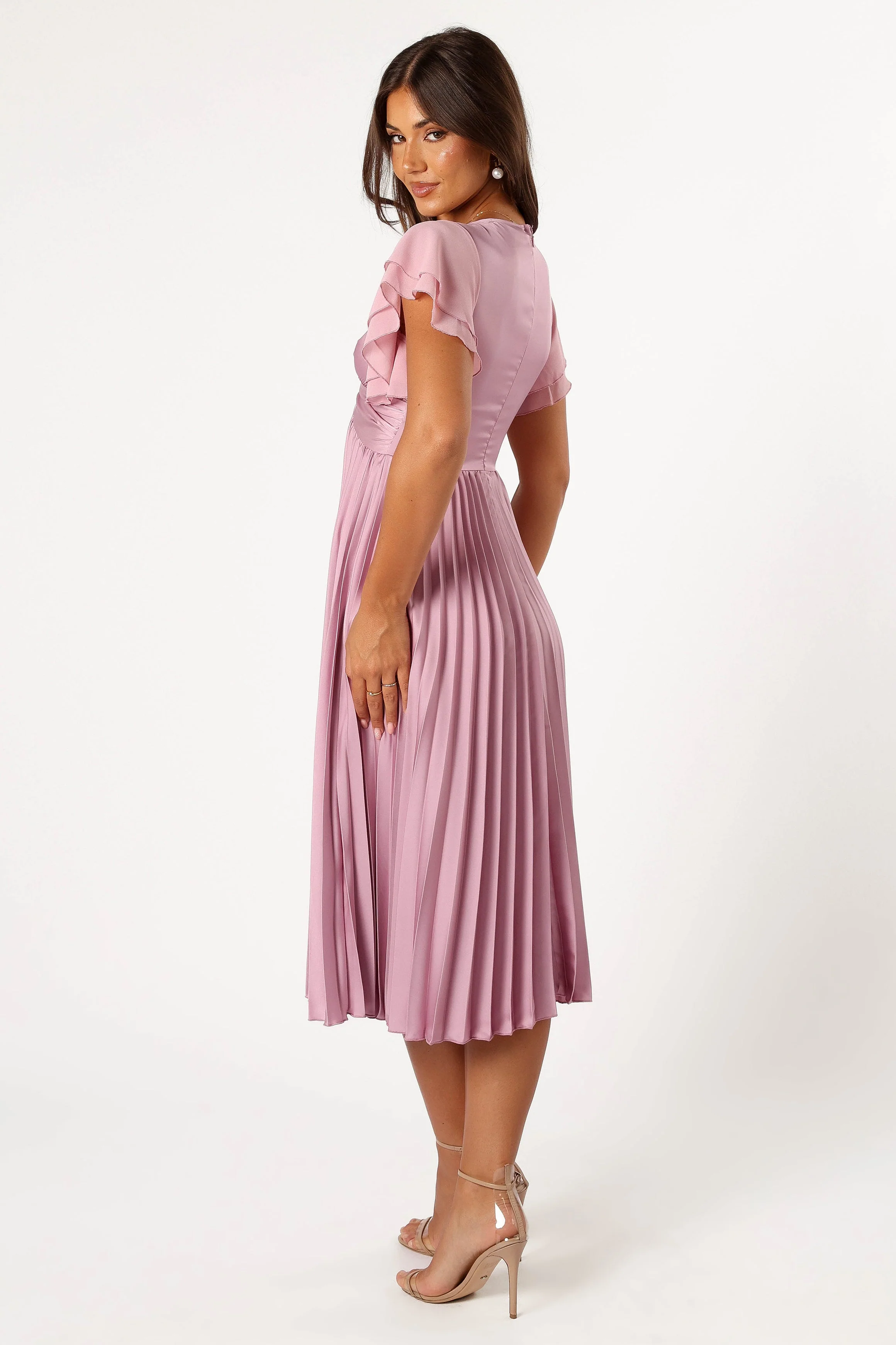Nova Flutter Sleeve Midi Dress - Dusty Rose - Image 5