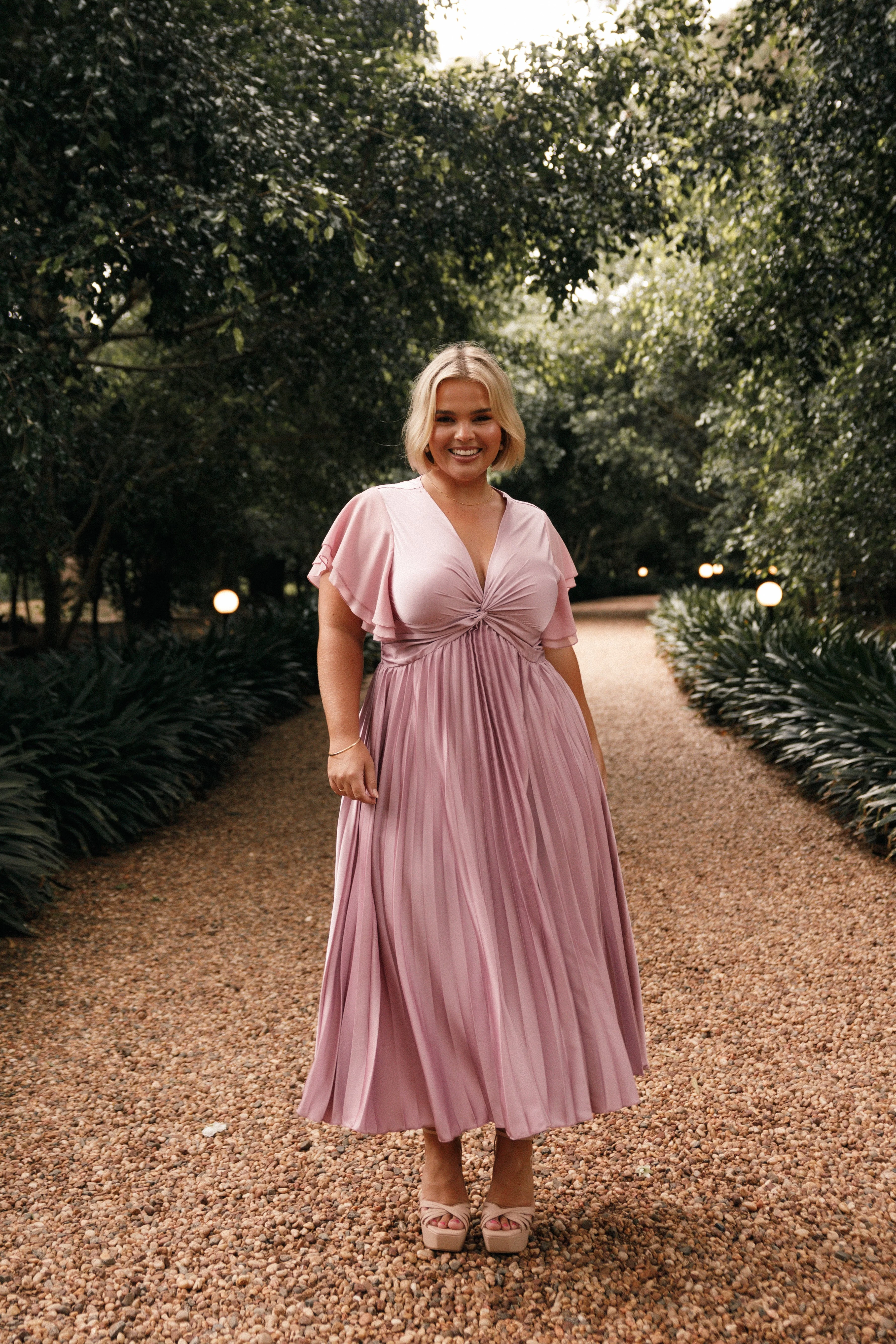 Nova Flutter Sleeve Midi Dress - Dusty Rose - Image 9