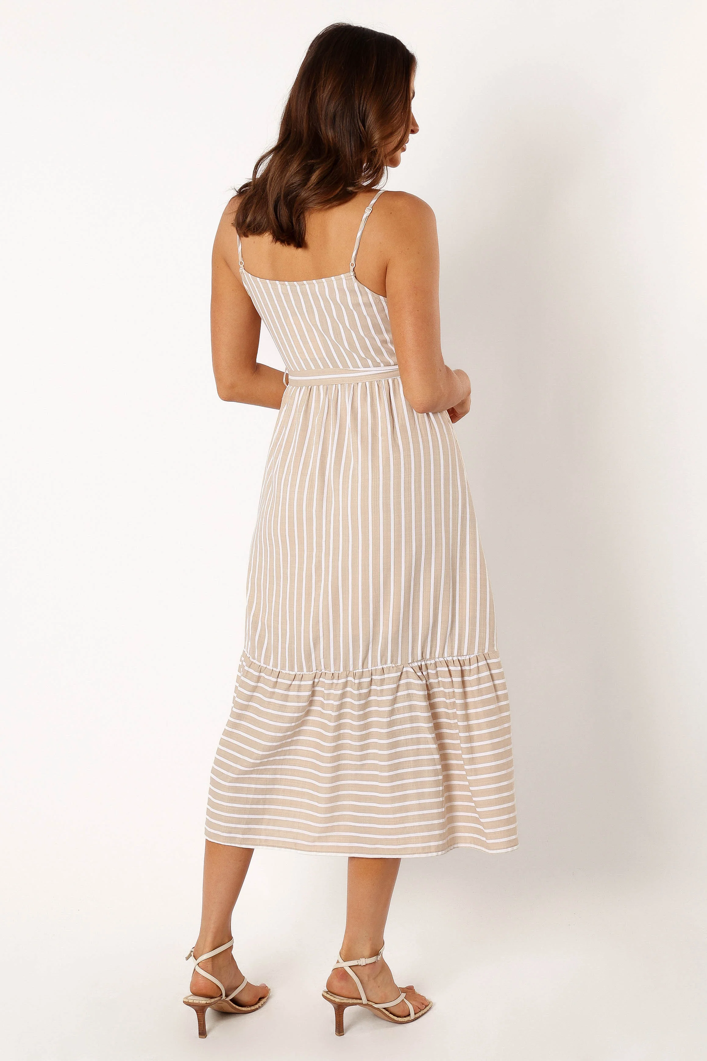 Odette Midi Dress - Beige Stripe - Image 4
