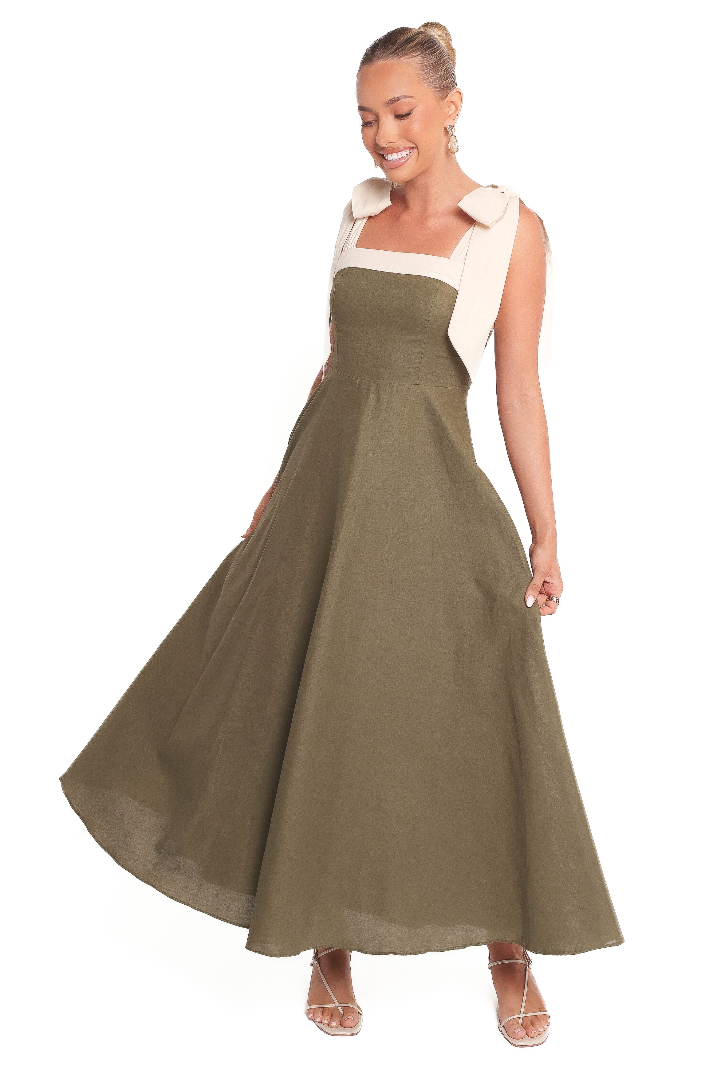 Olinda Midi Dress - Olive - Image 3