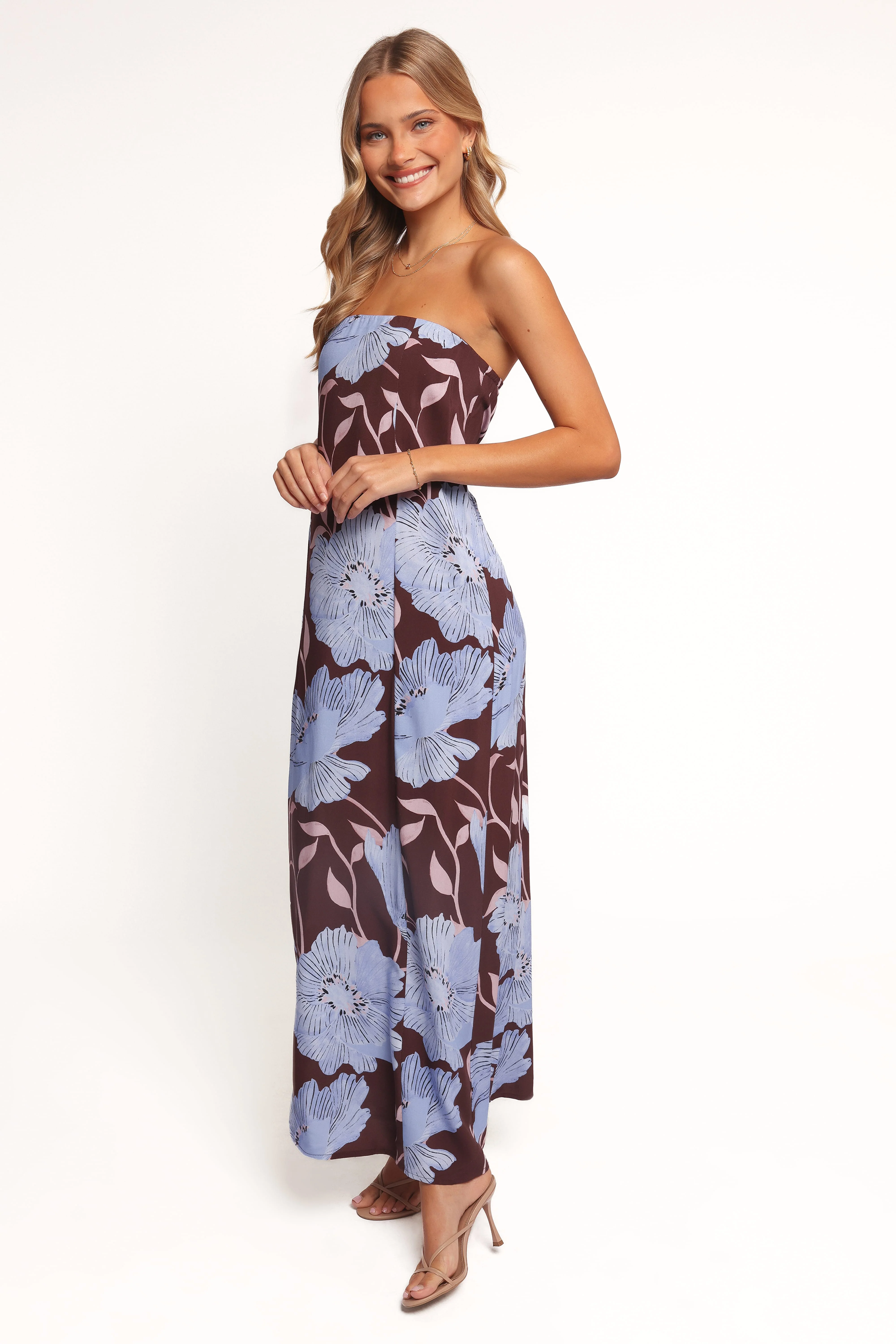 Ottavia Strapless Maxi Dress - Blue Poppies - Image 4