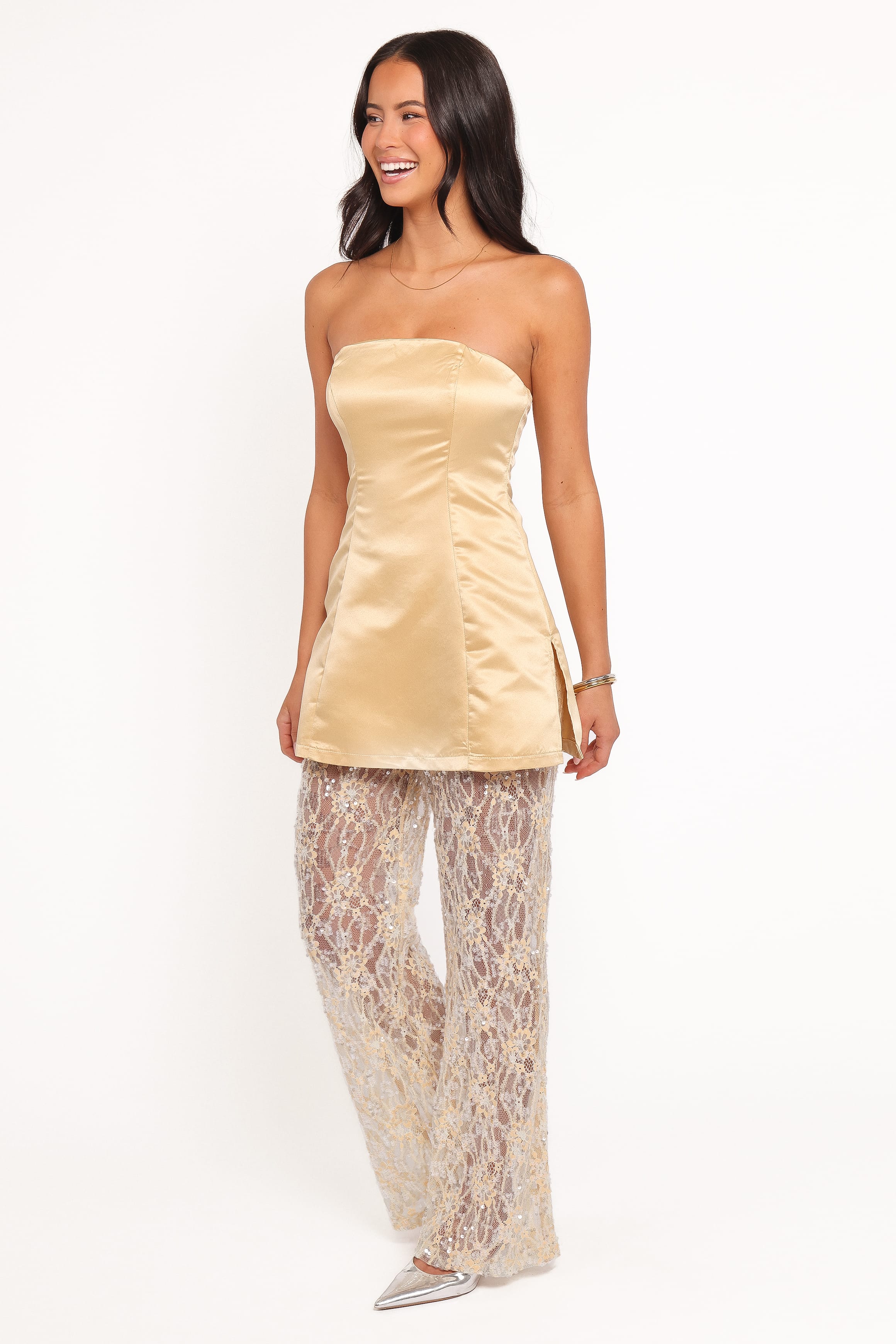 Oxley Strapless Jumpsuit - Mango Sequin - Image 4
