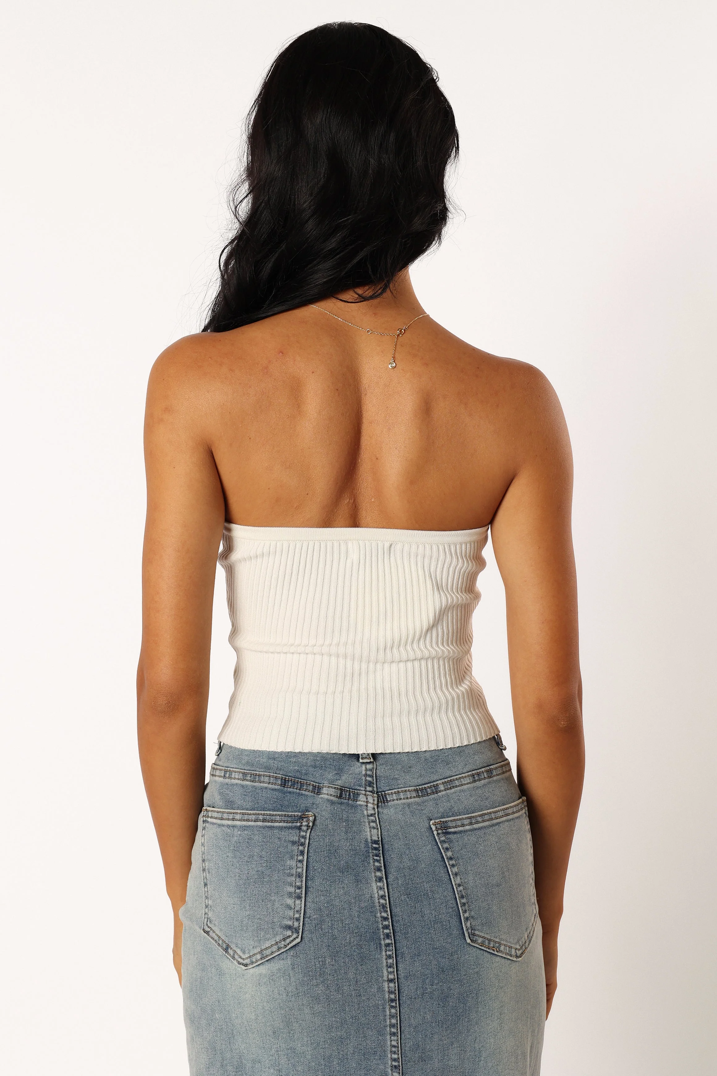 Pari Strapless Knit Top - White - Image 3