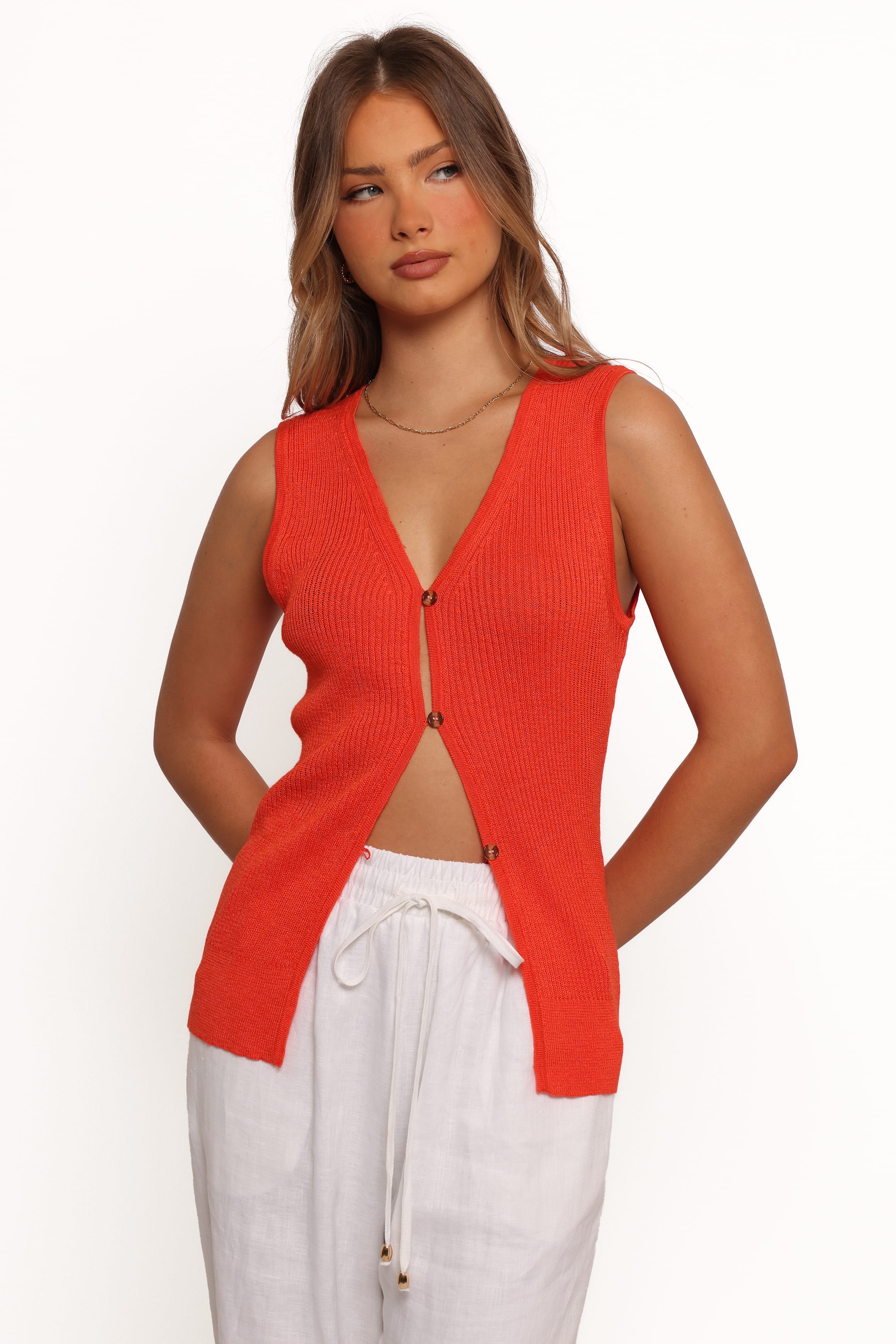 Parma Knit Vest Top - Blood Orange - Image 3