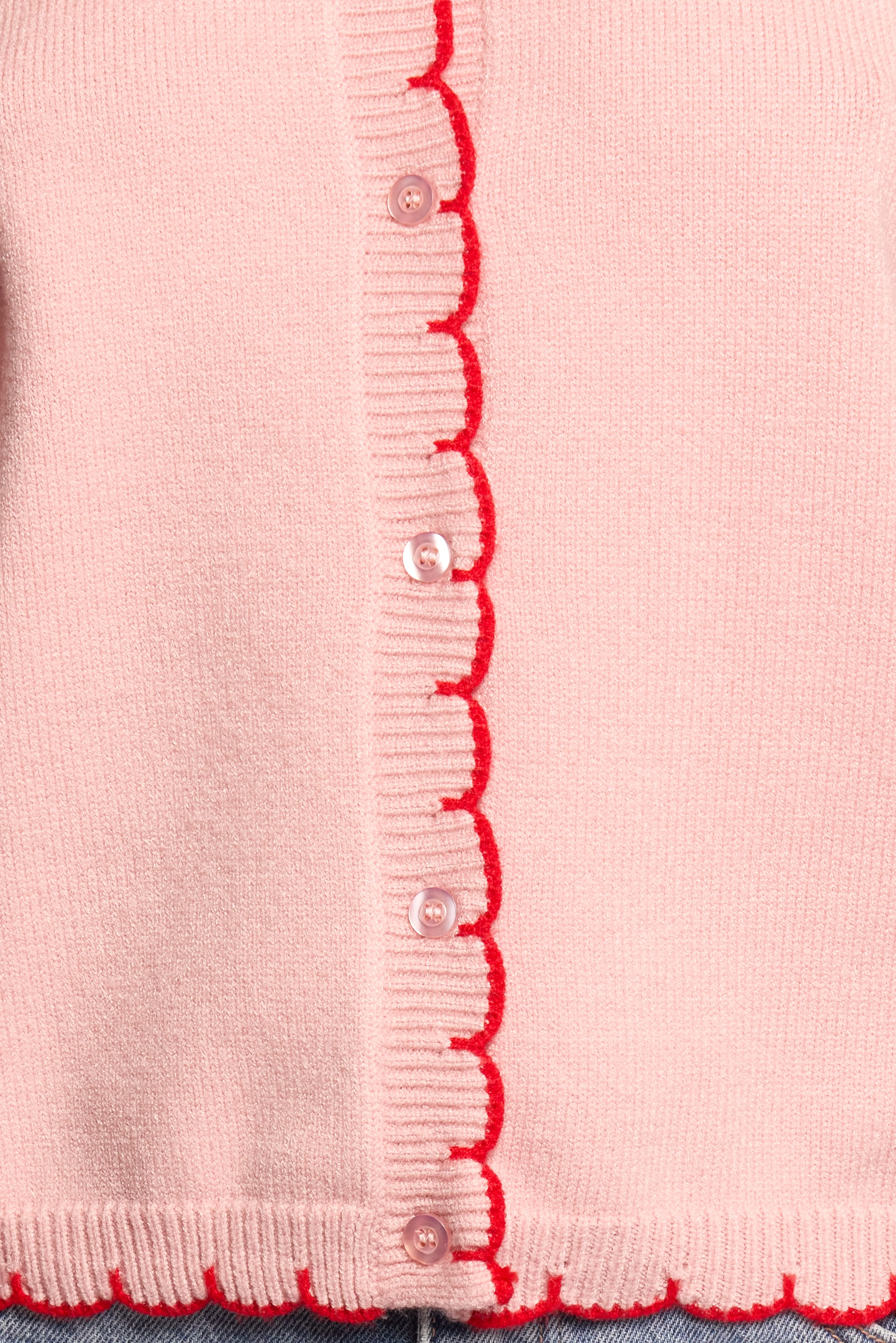 Payton Scallop Cardigan - Pink Red - Image 6