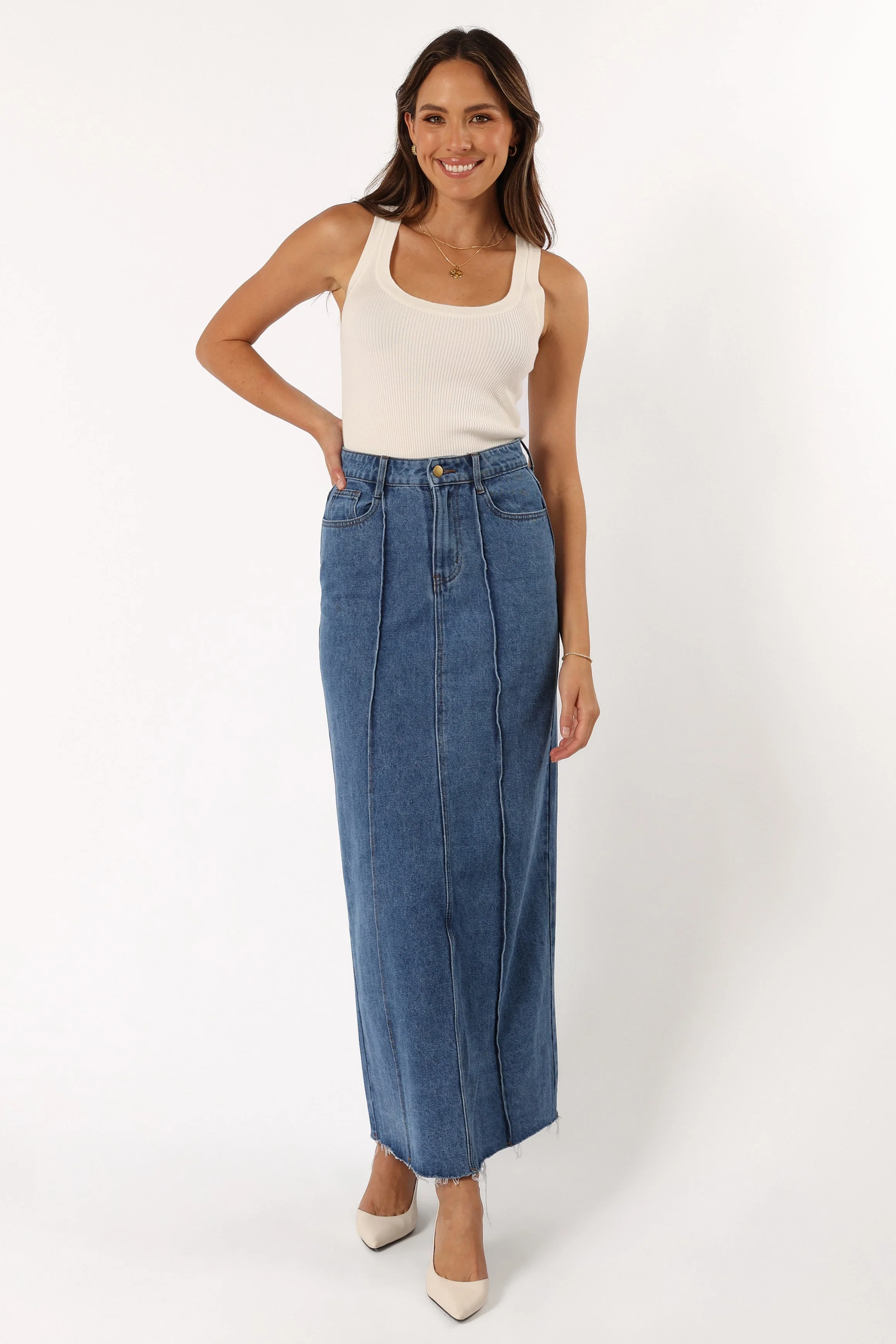 Peggie Denim Midi Skirt - Blue - Image 5