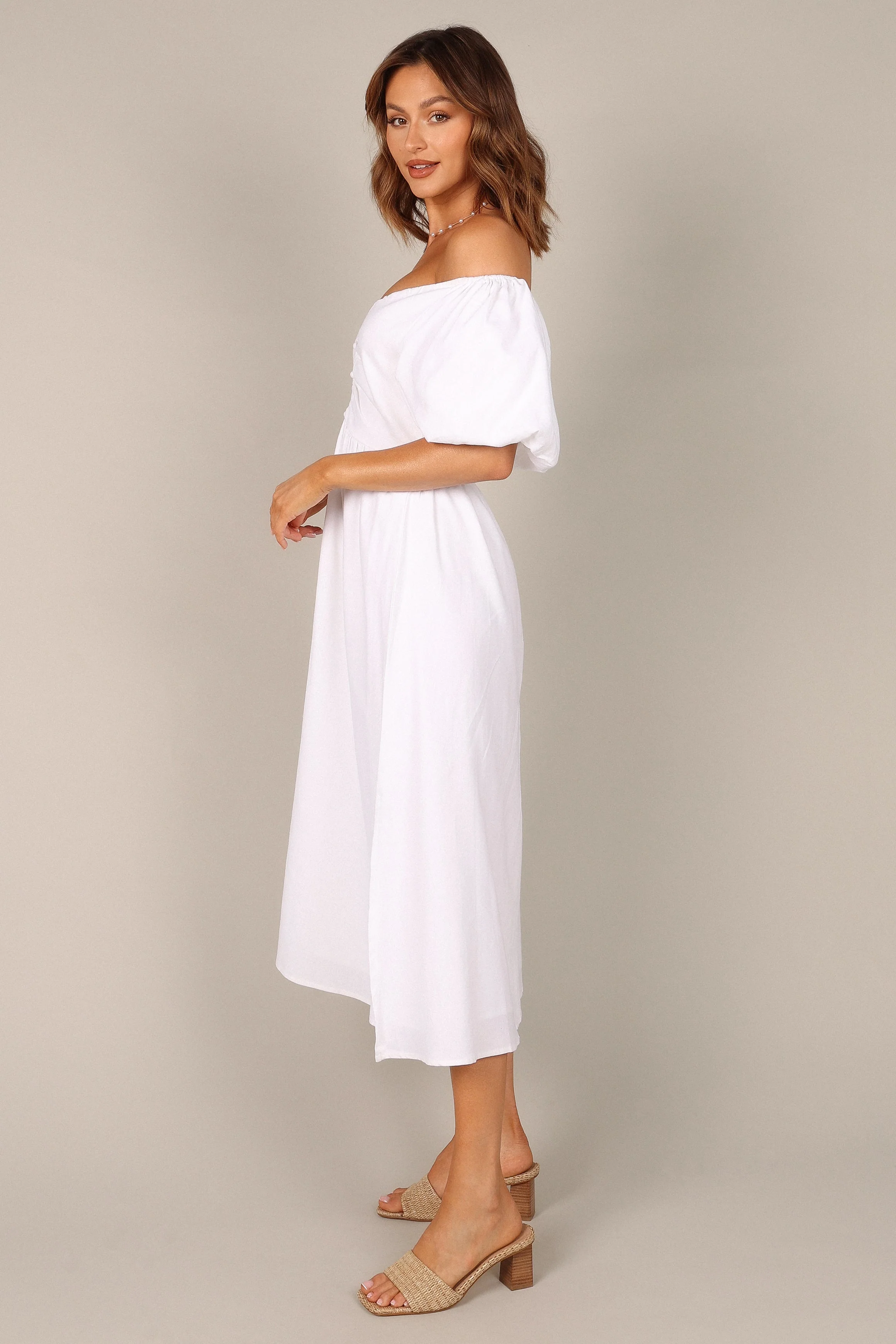 Percie Off Shoulder Dress - White - Image 9