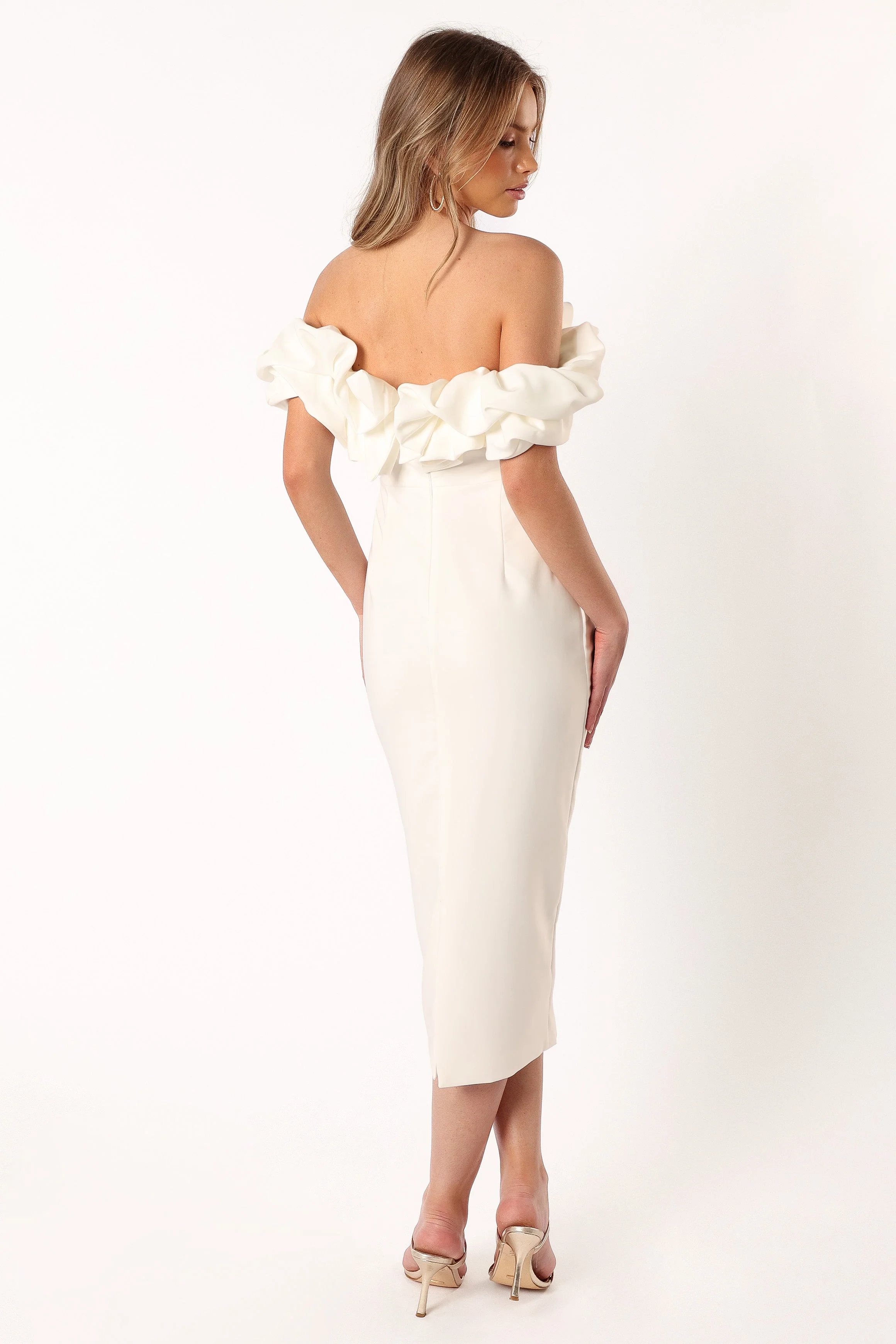 Phoebe Off Shoulder Midi Dress - White - Image 4