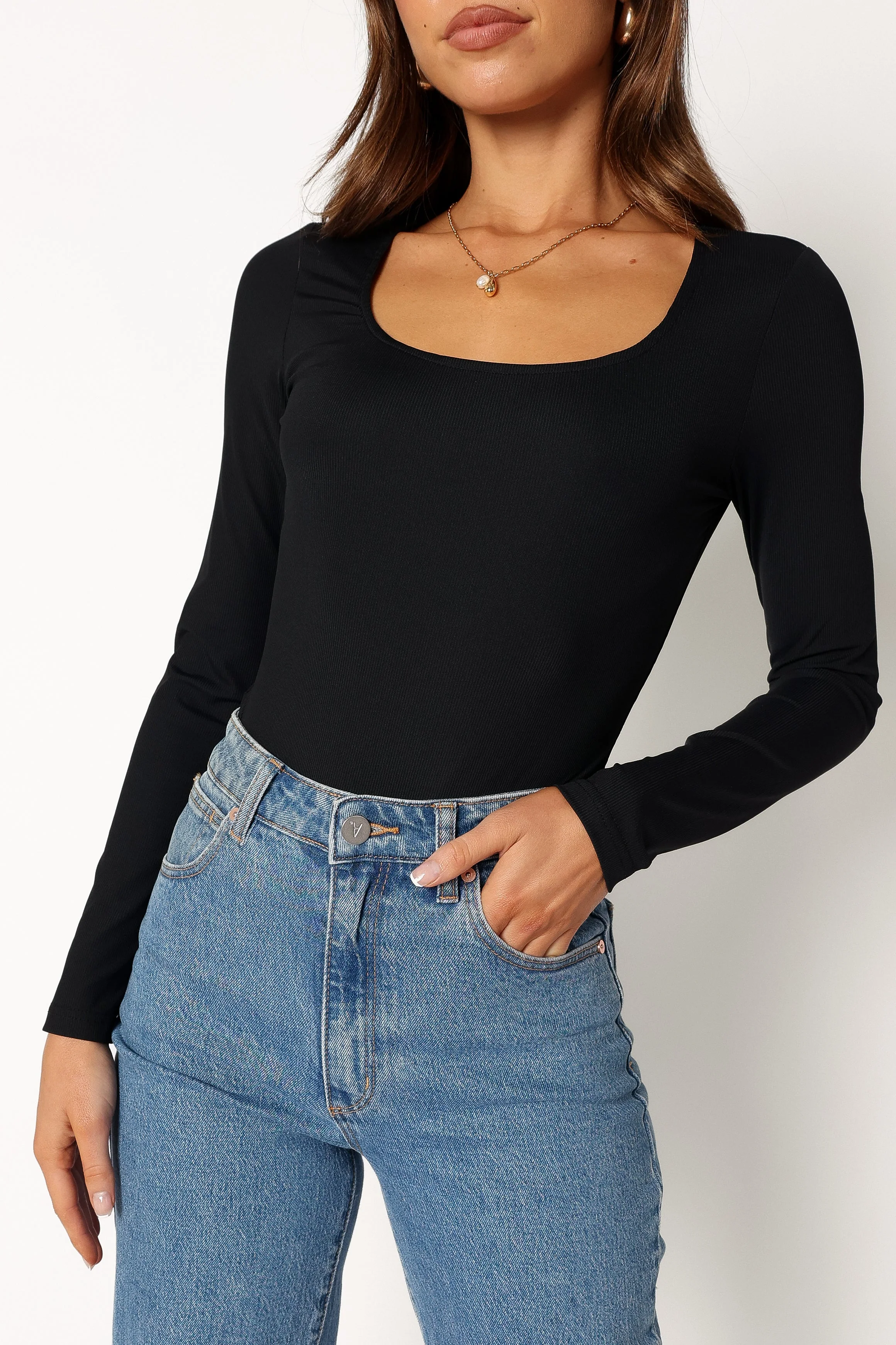 Pia Long Sleeve Bodysuit - Black - Image 8