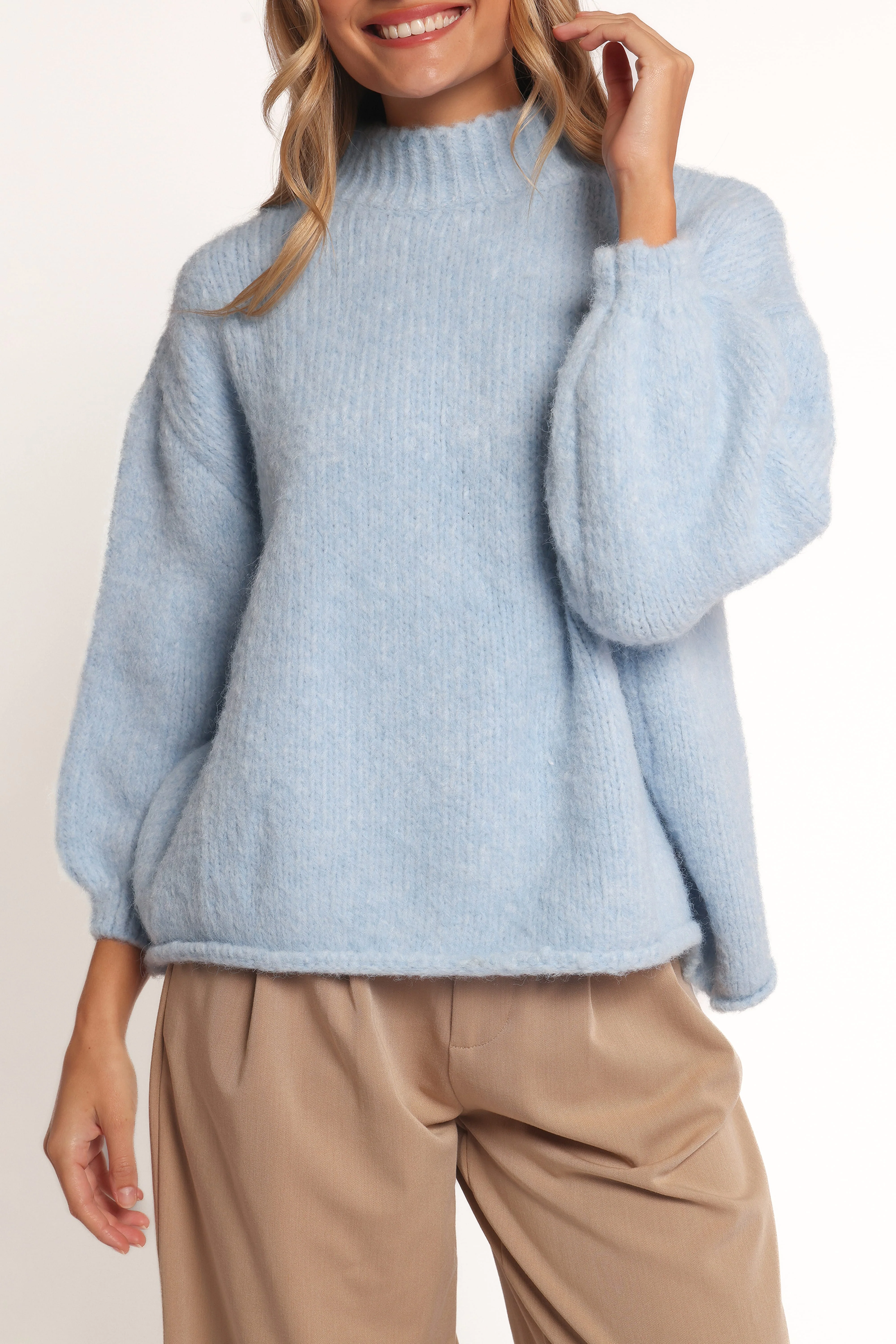 Pia Mockneck Knit - Blue - Image 3