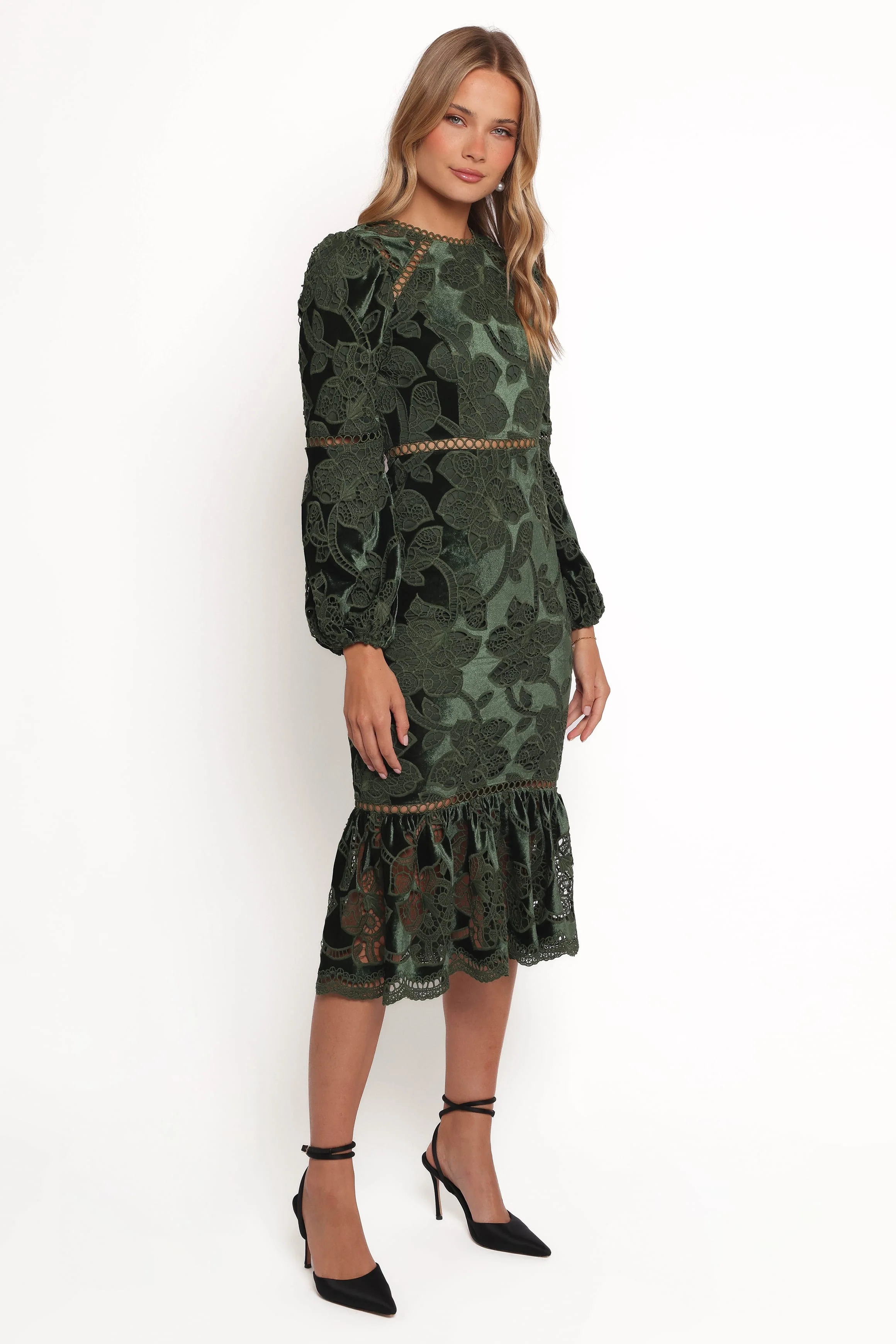 Pierre Long Sleeve Maxi Dress - Deep Velvet Green - Image 5