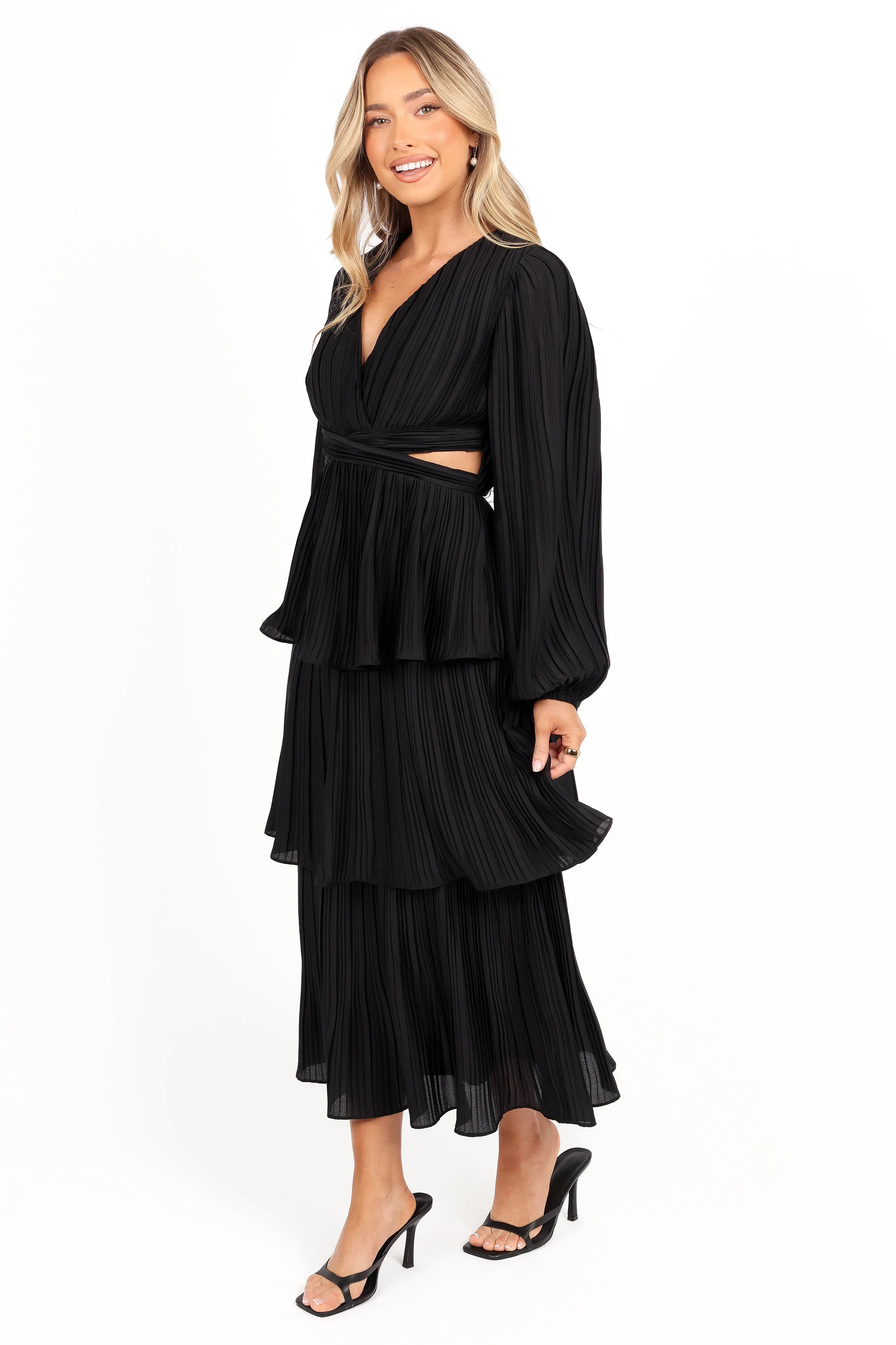 Pippa Long Sleeve Midi Dress - Black - Image 5