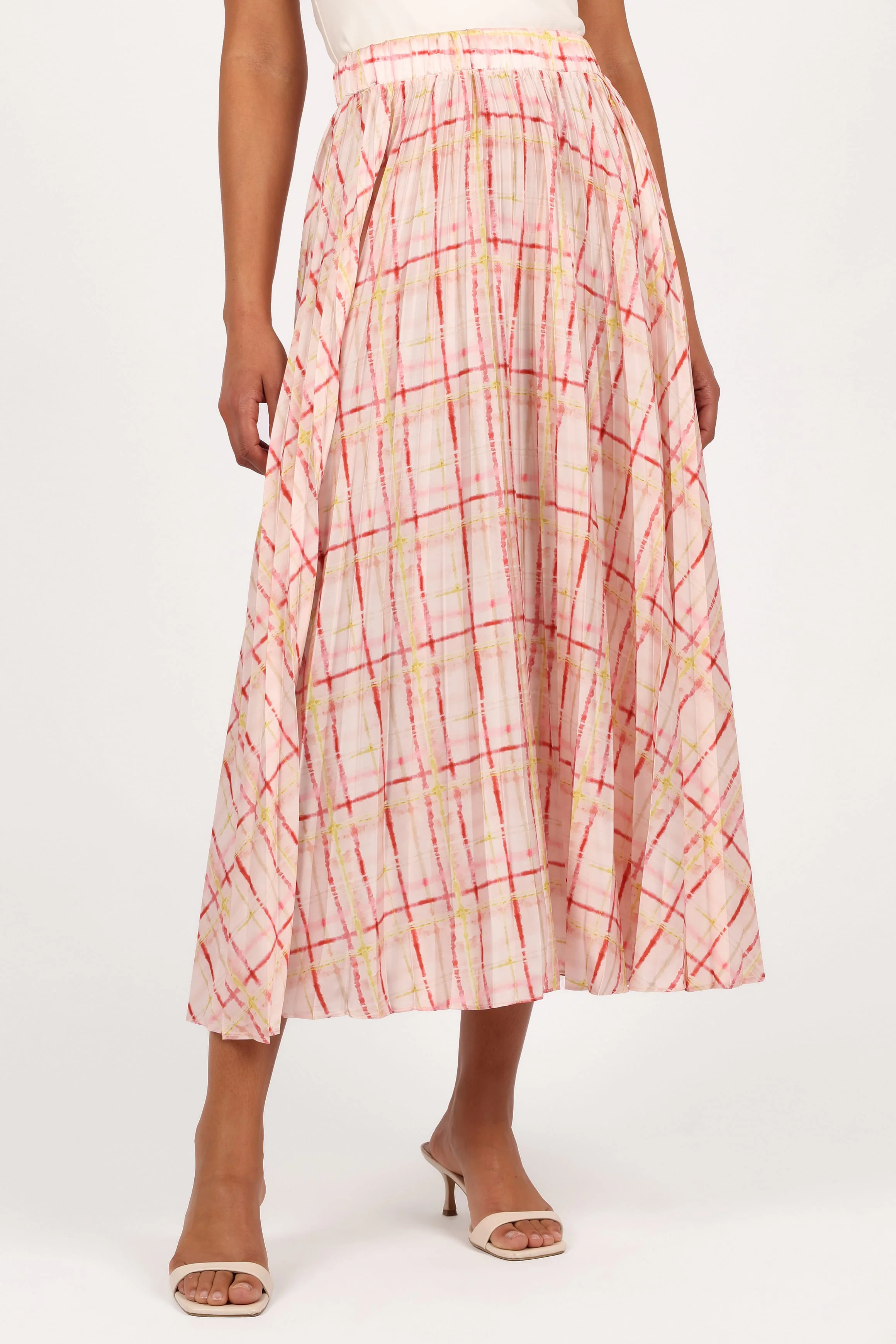 Polina Pleated Maxi Skirt - Sunset Check - Image 4