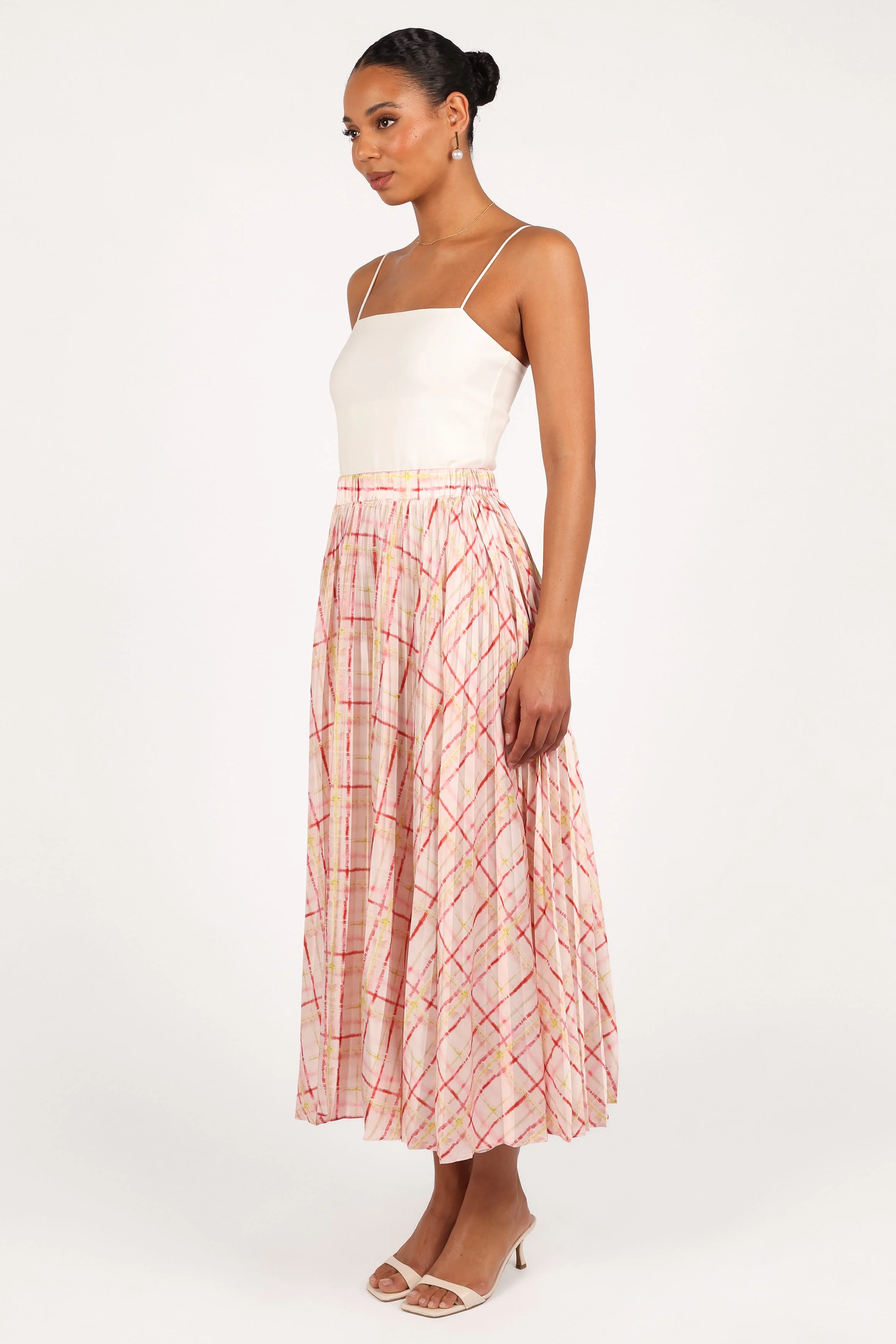 Polina Pleated Maxi Skirt - Sunset Check - Image 5