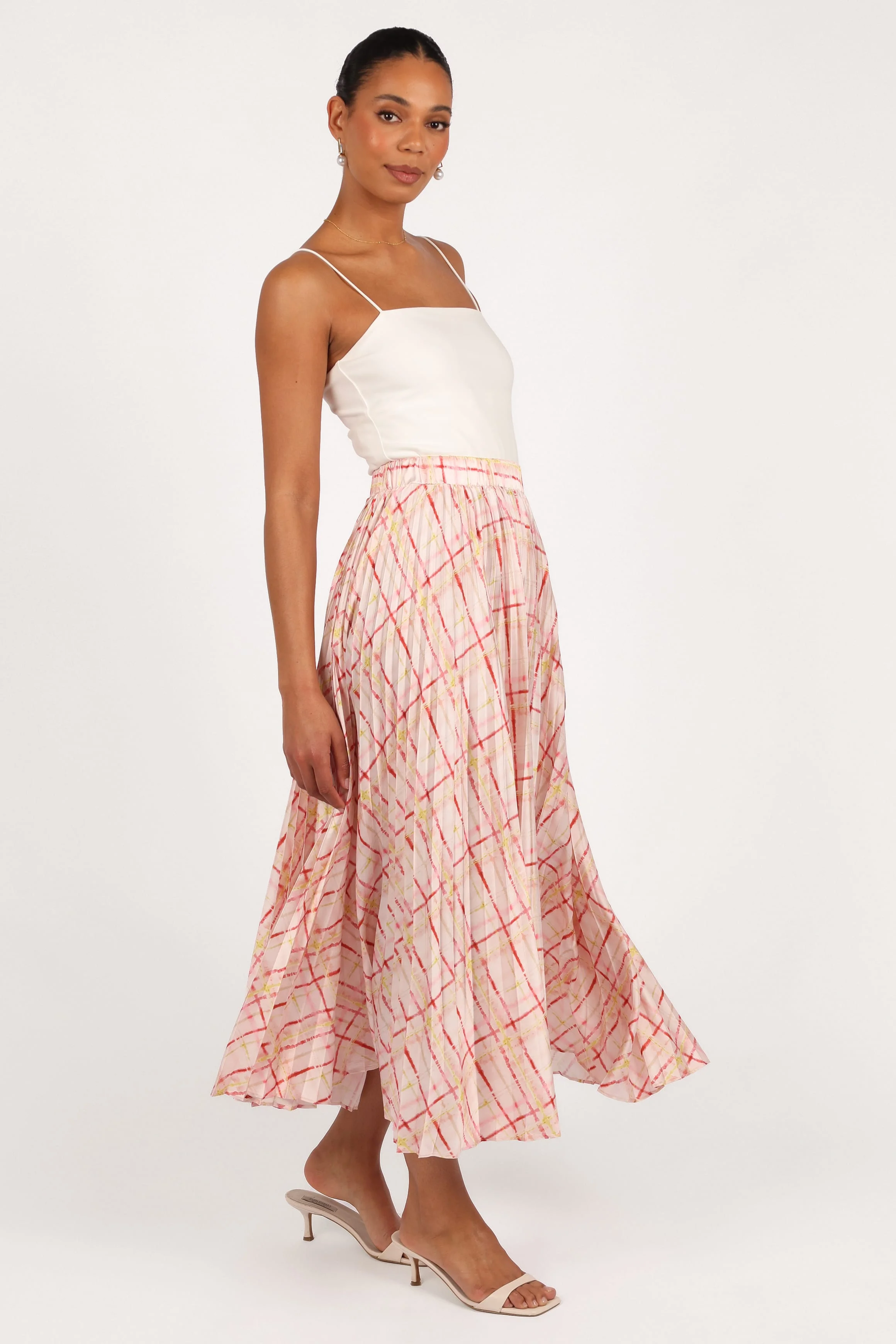 Polina Pleated Maxi Skirt - Sunset Check - Image 7