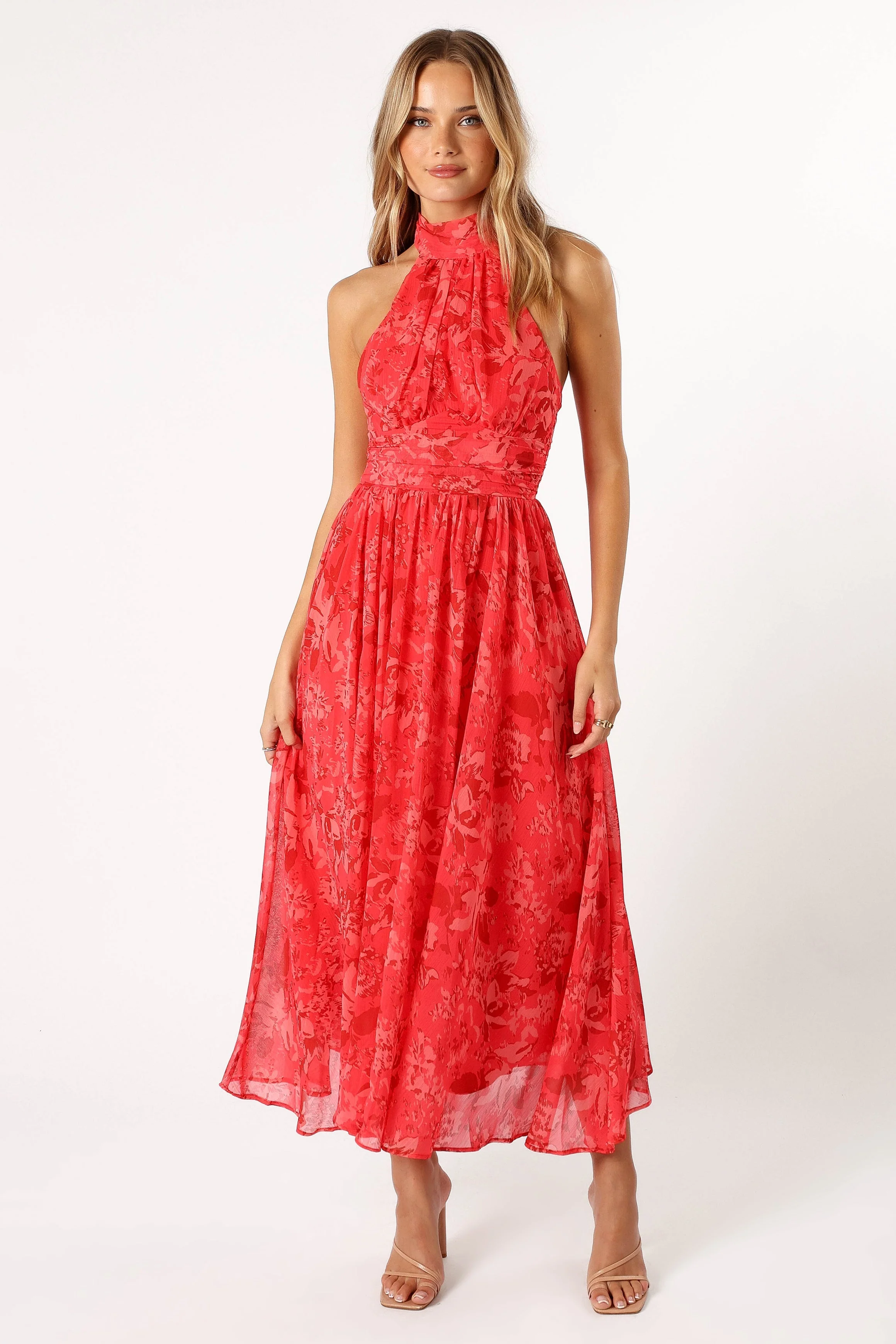 Primrose Halterneck Maxi Dress - Red Floral - Image 8