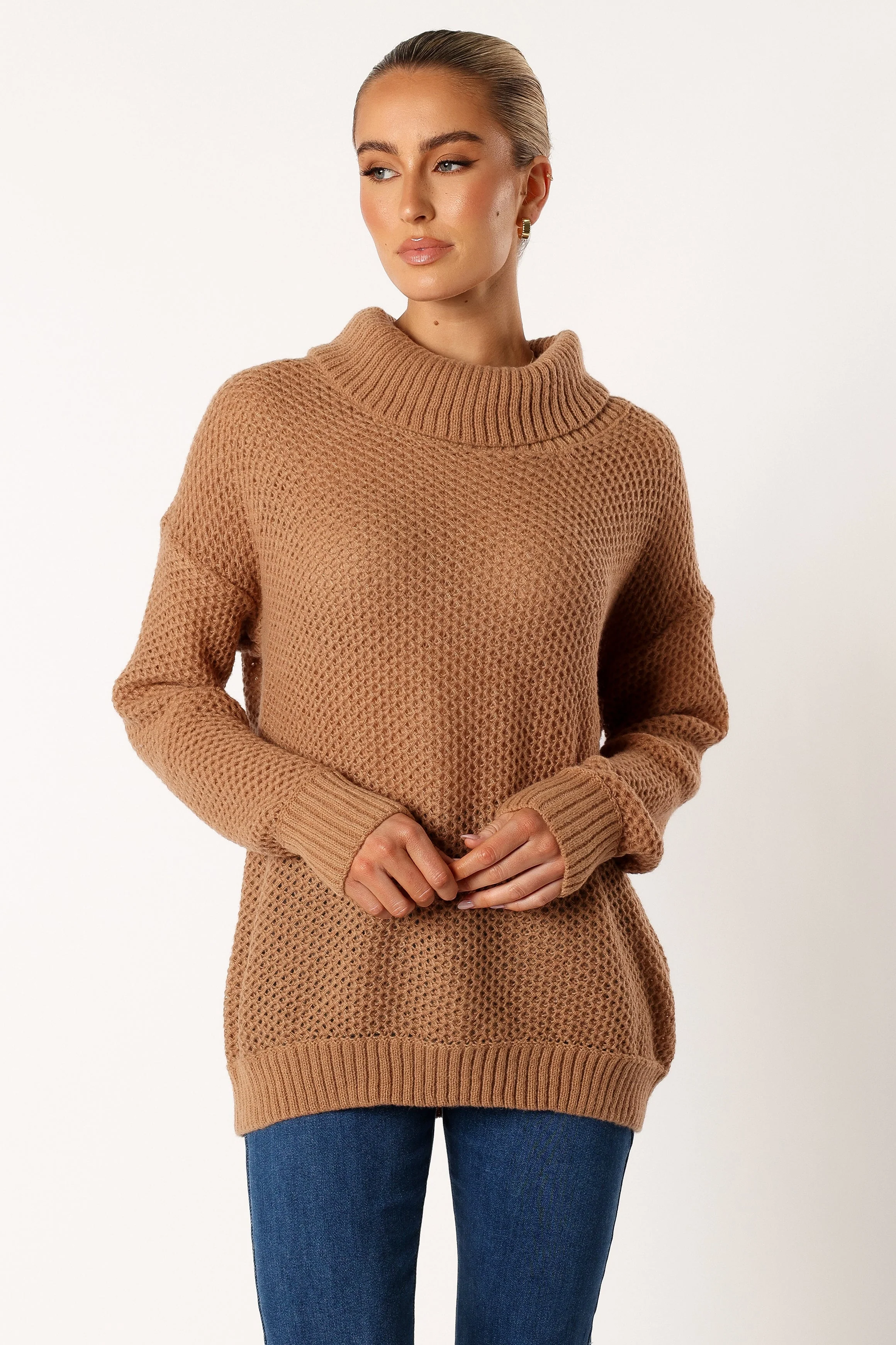 Rayne Turtleneck Knit Sweater - Beige - Image 5