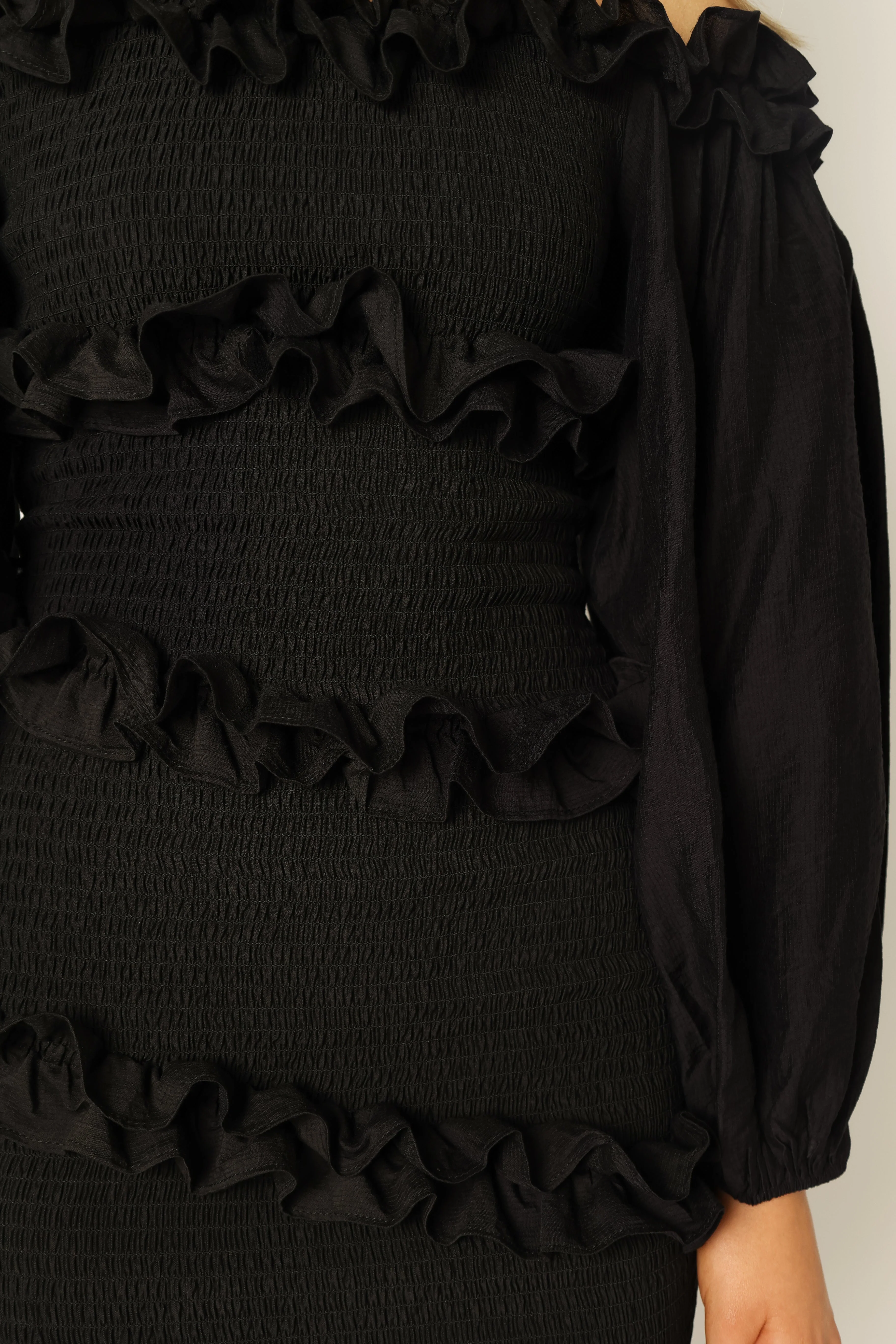 Reba Off Shoulder Mini Dress - Black - Image 9