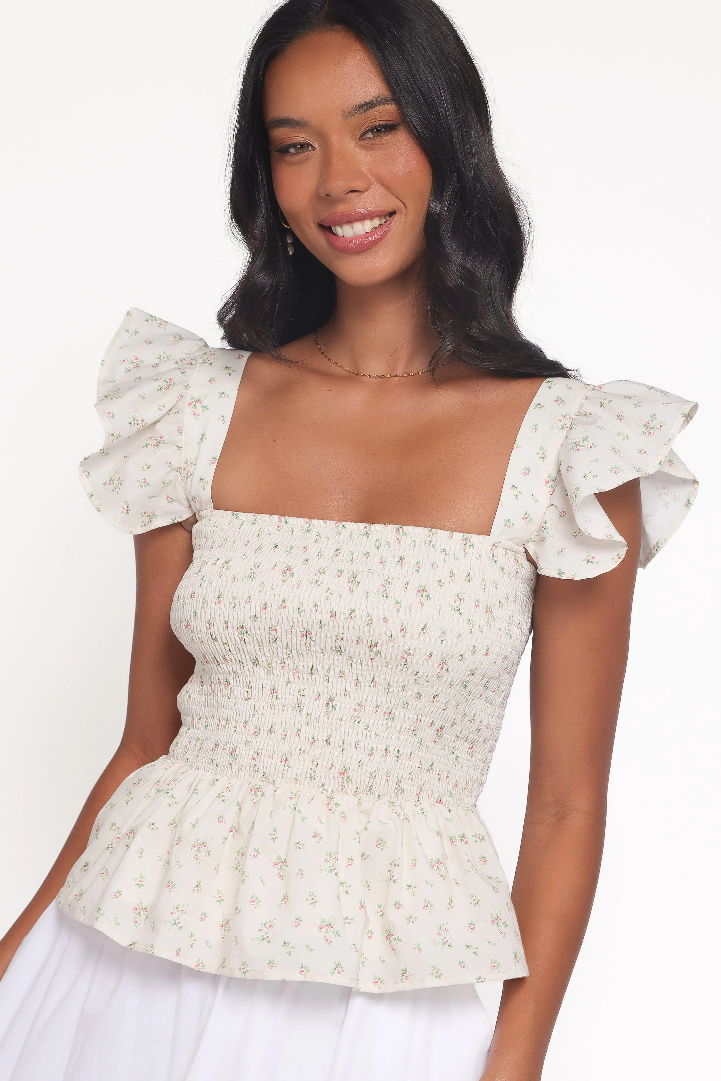 Remira Smocked Ruffle Top - White Betty - Image 2