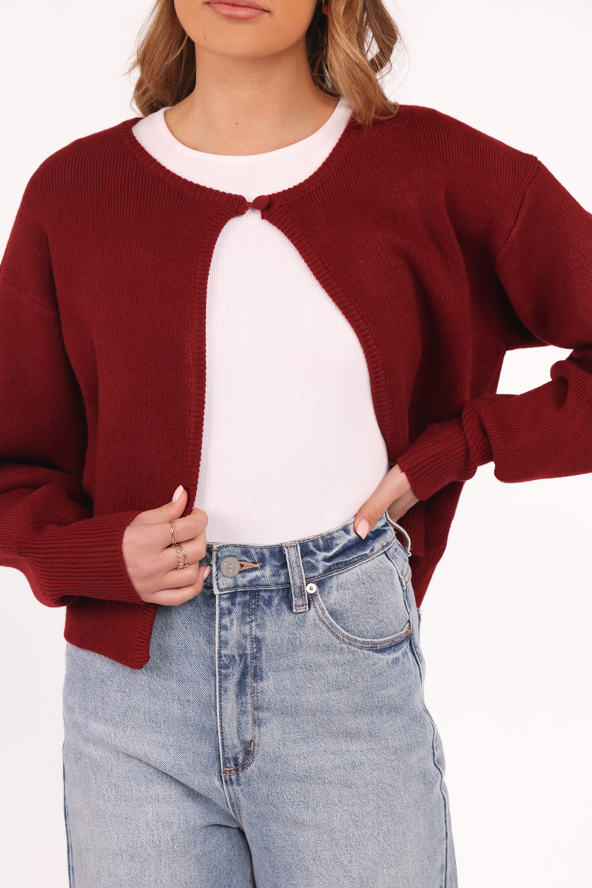 Ripley Knit Cardigan - Berry - Image 3