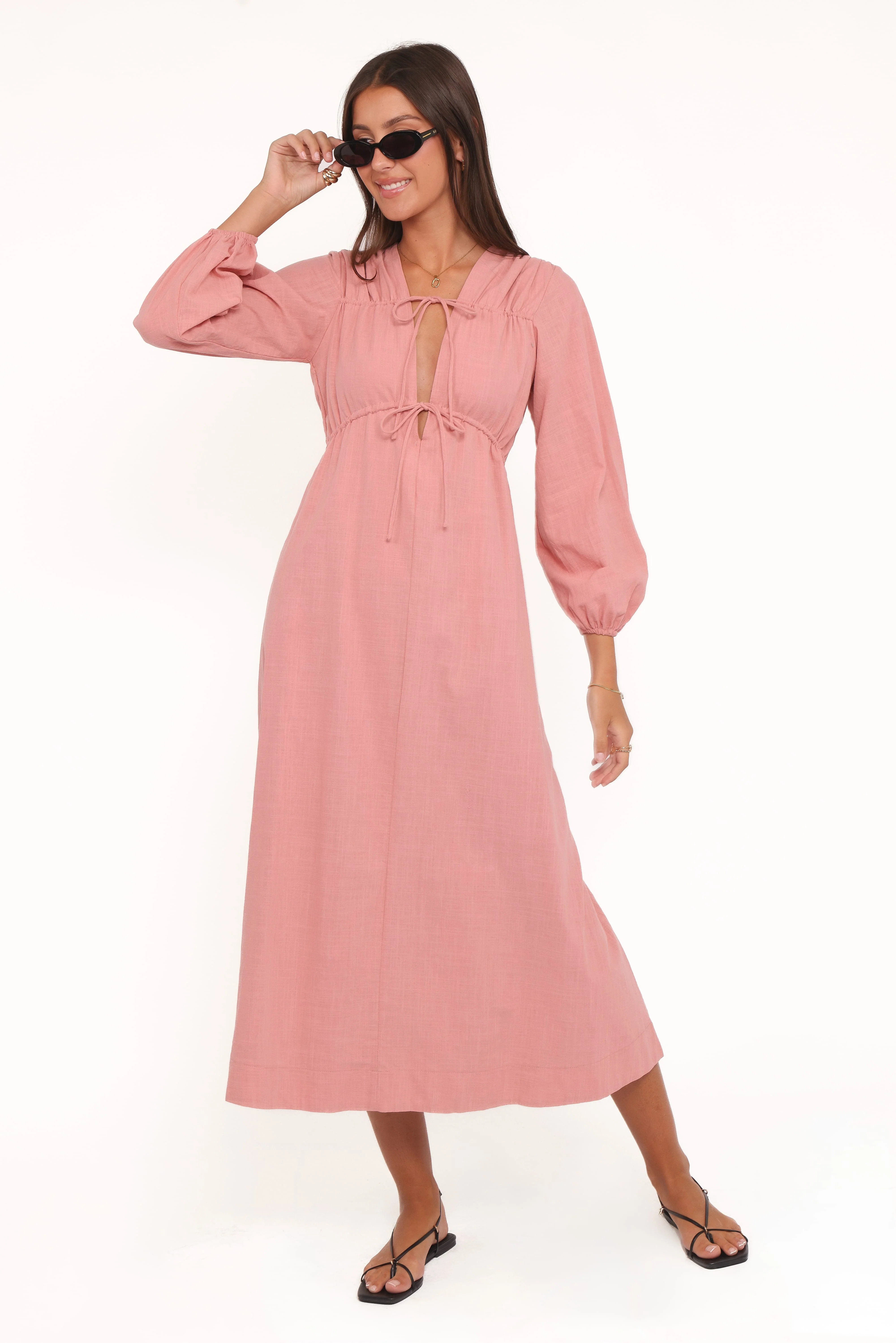 Riven Long Sleeve Maxi Dress - Pink - Image 5