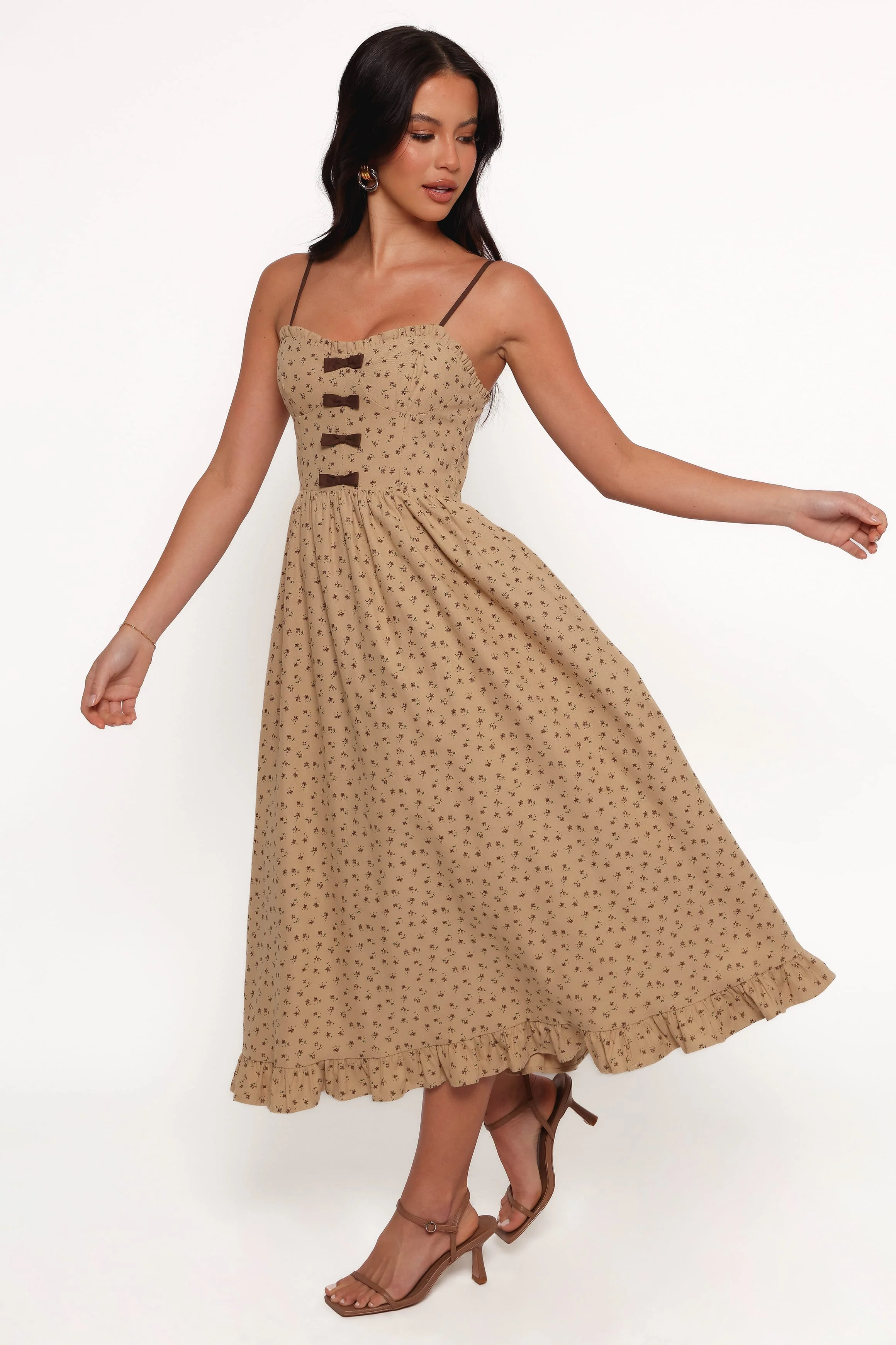 Robbins Midi Dress - Beige Brown - Image 3