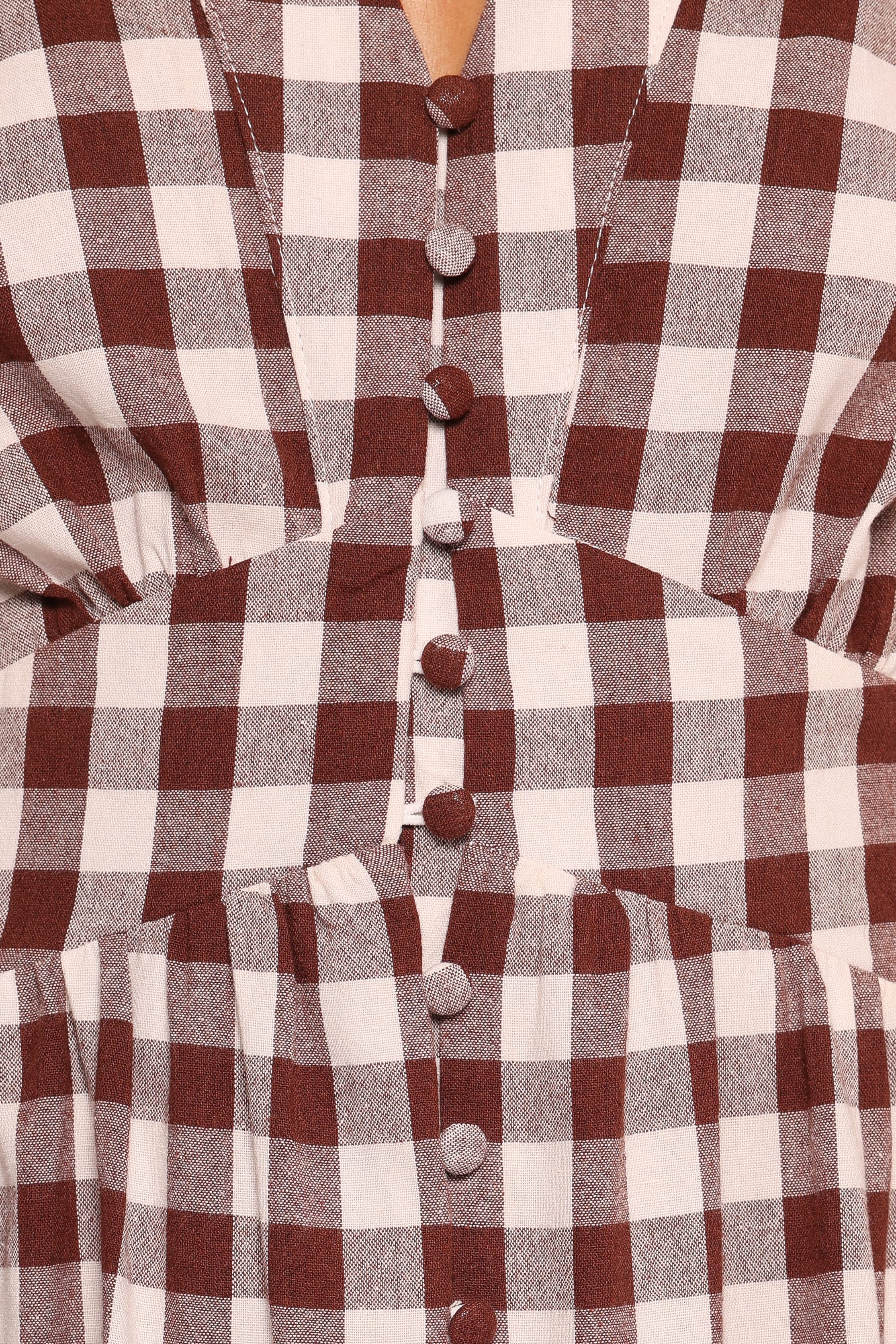 Robinson Maxi Dress - Brown Gingham - Image 6