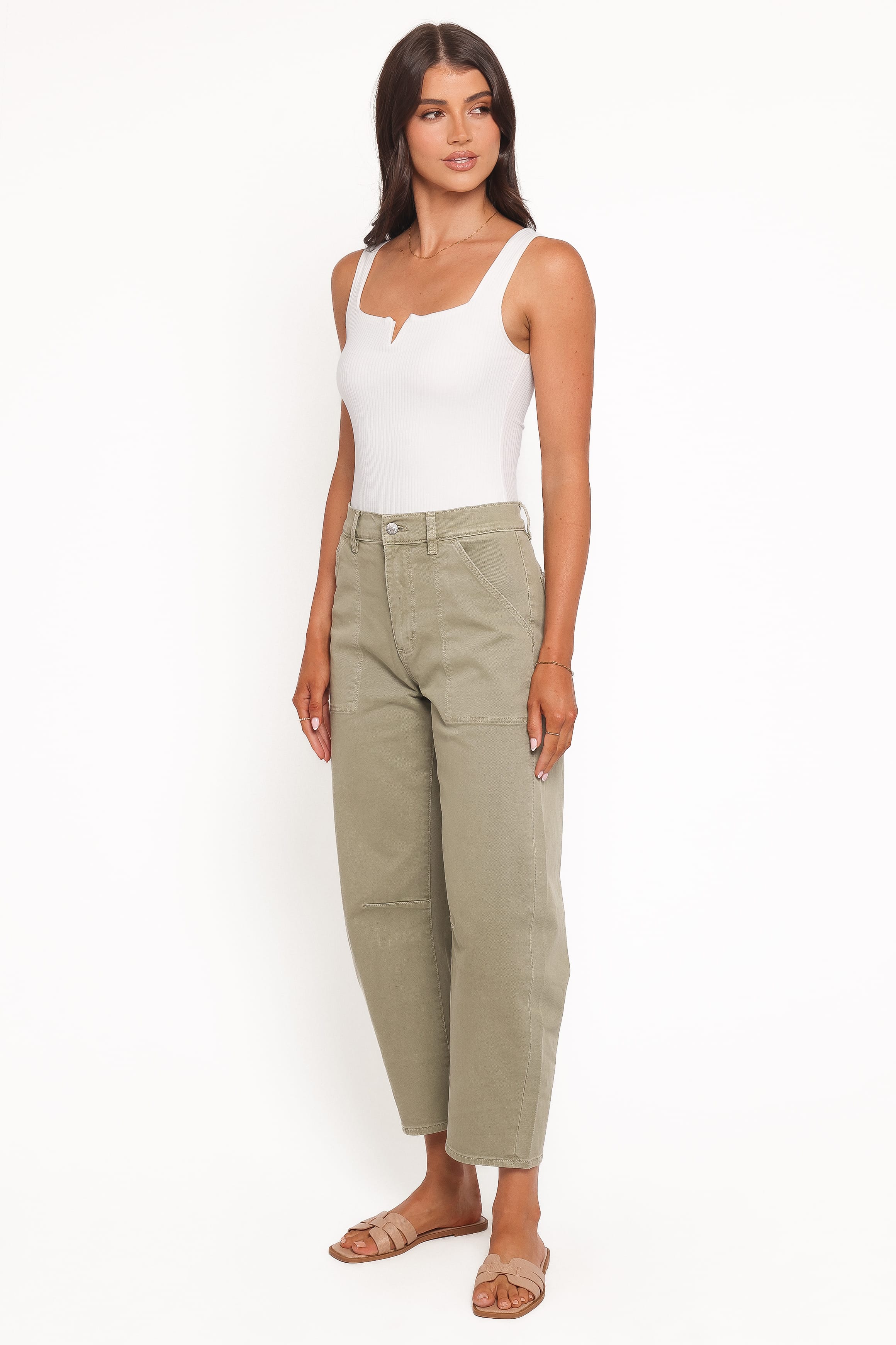 Rollas Gigi Barrel Drill Jeans - Summer Olive - Image 3