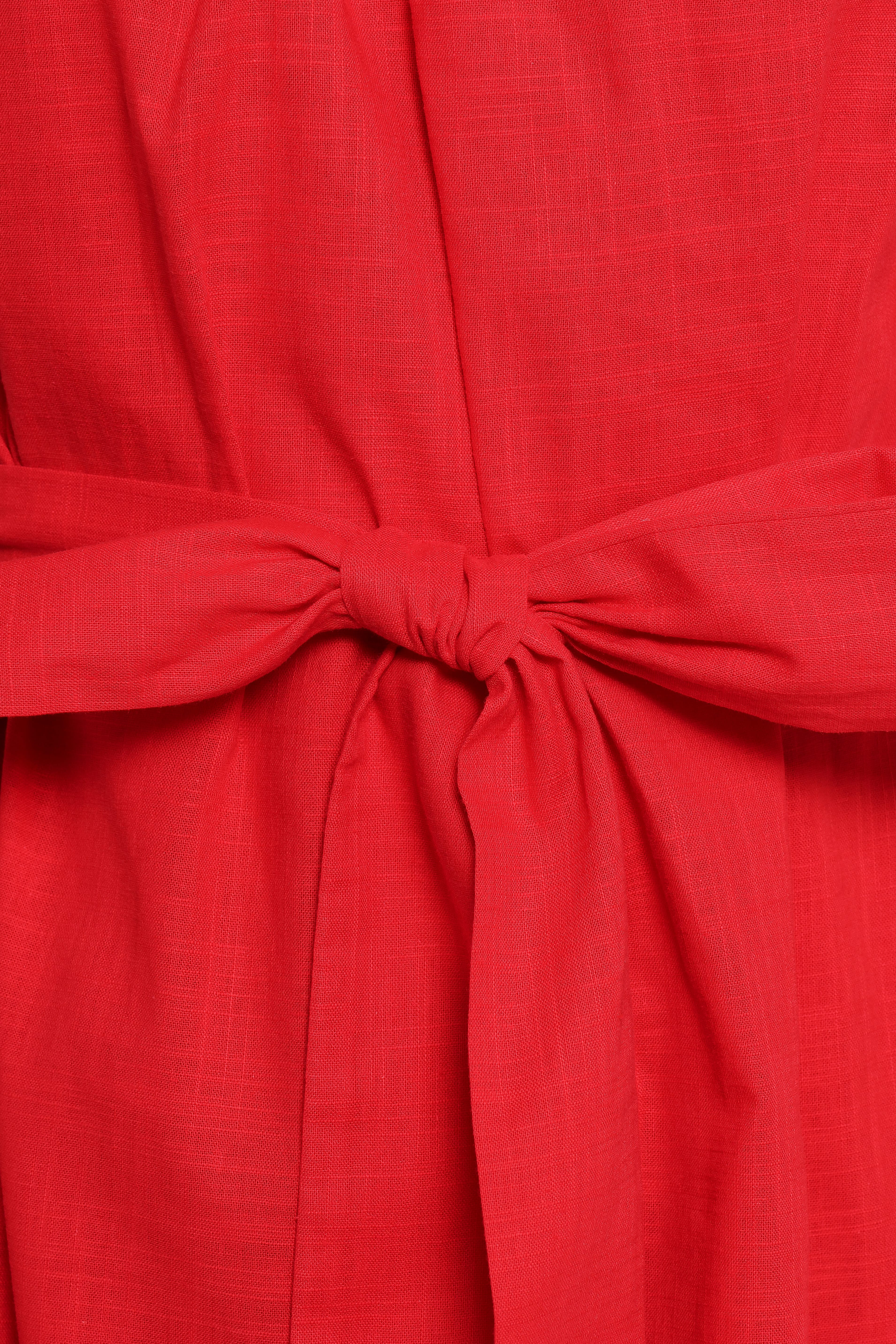 Roma One Shoulder Midi Dress - Red - Image 8
