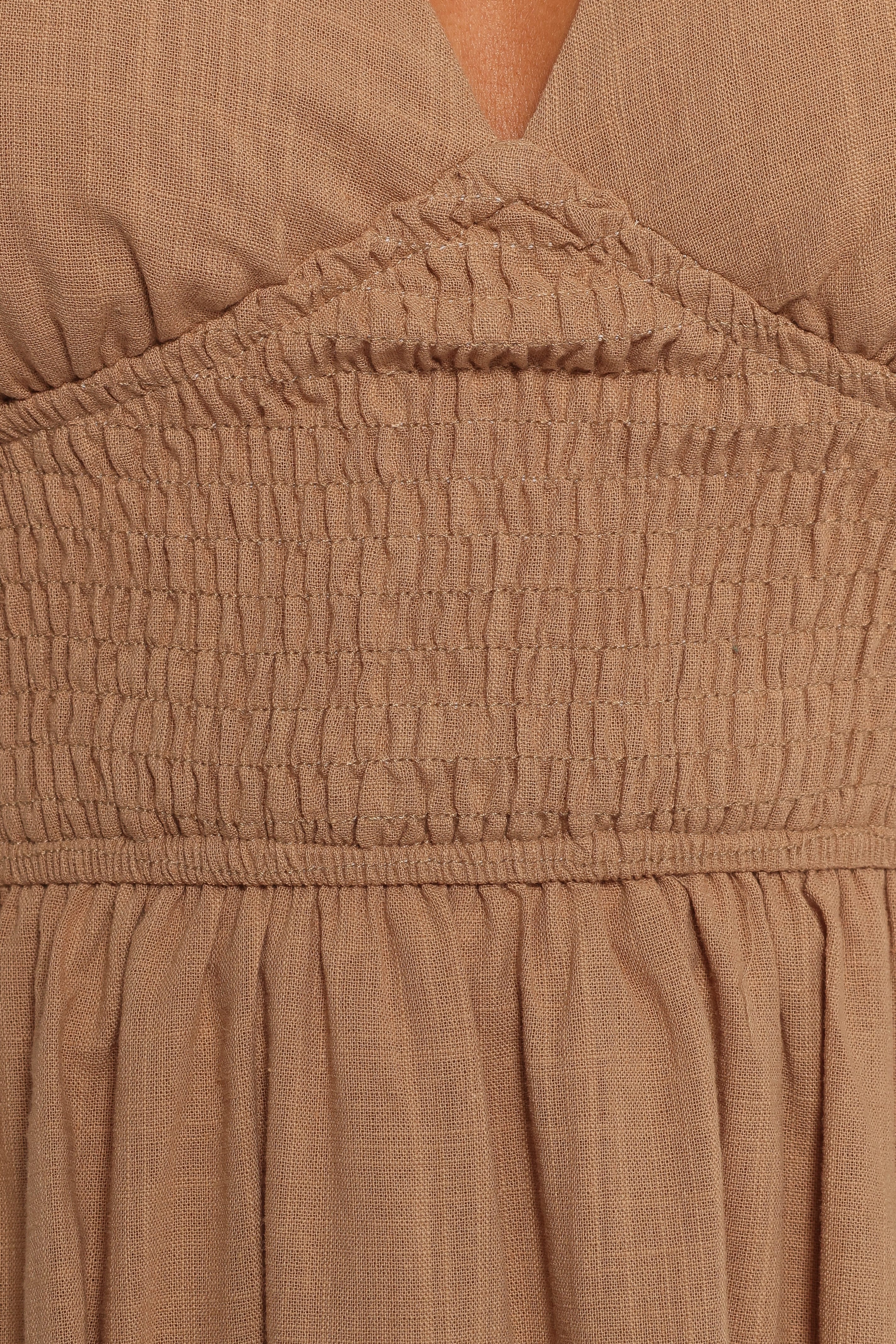 Ronnie Short Sleeve Midi Dress - Tan - Image 8